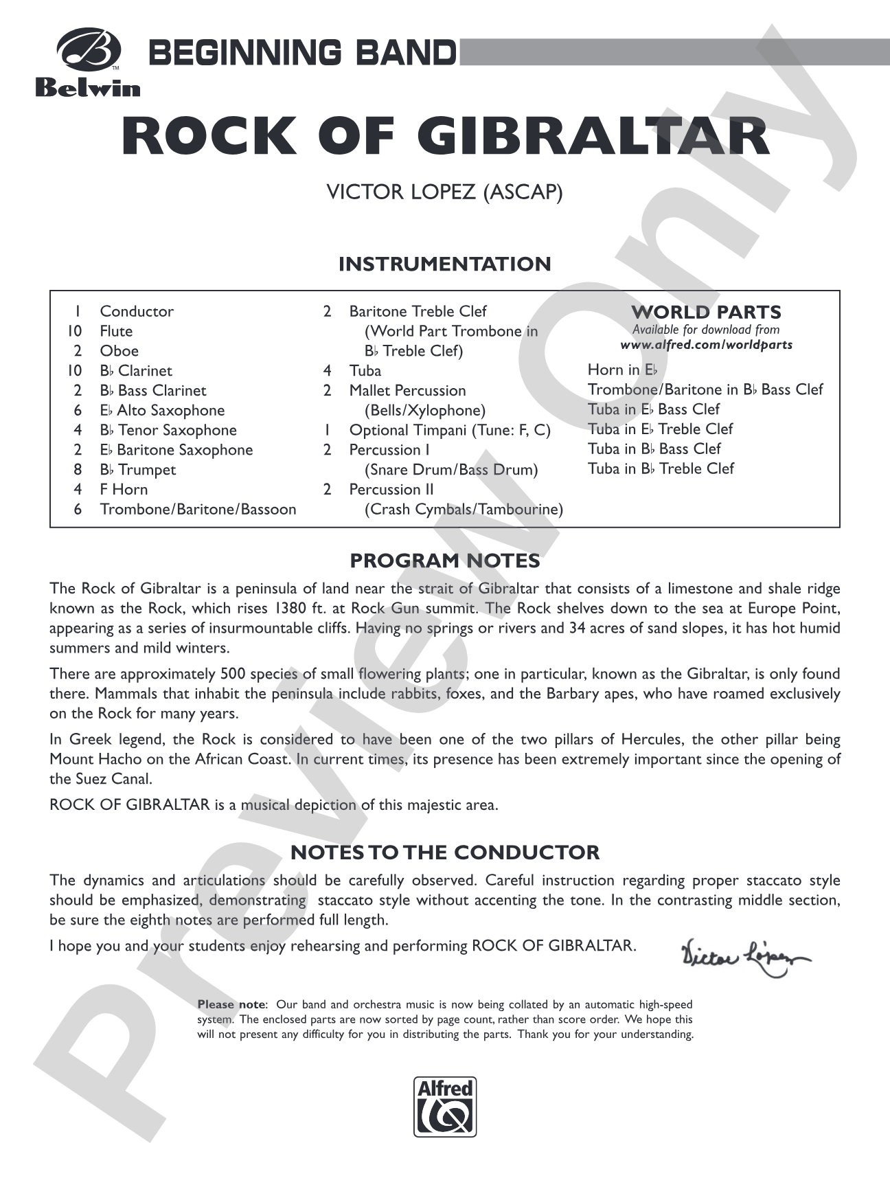 Rock of Gibraltar: Concert Band Conductor Score & Parts