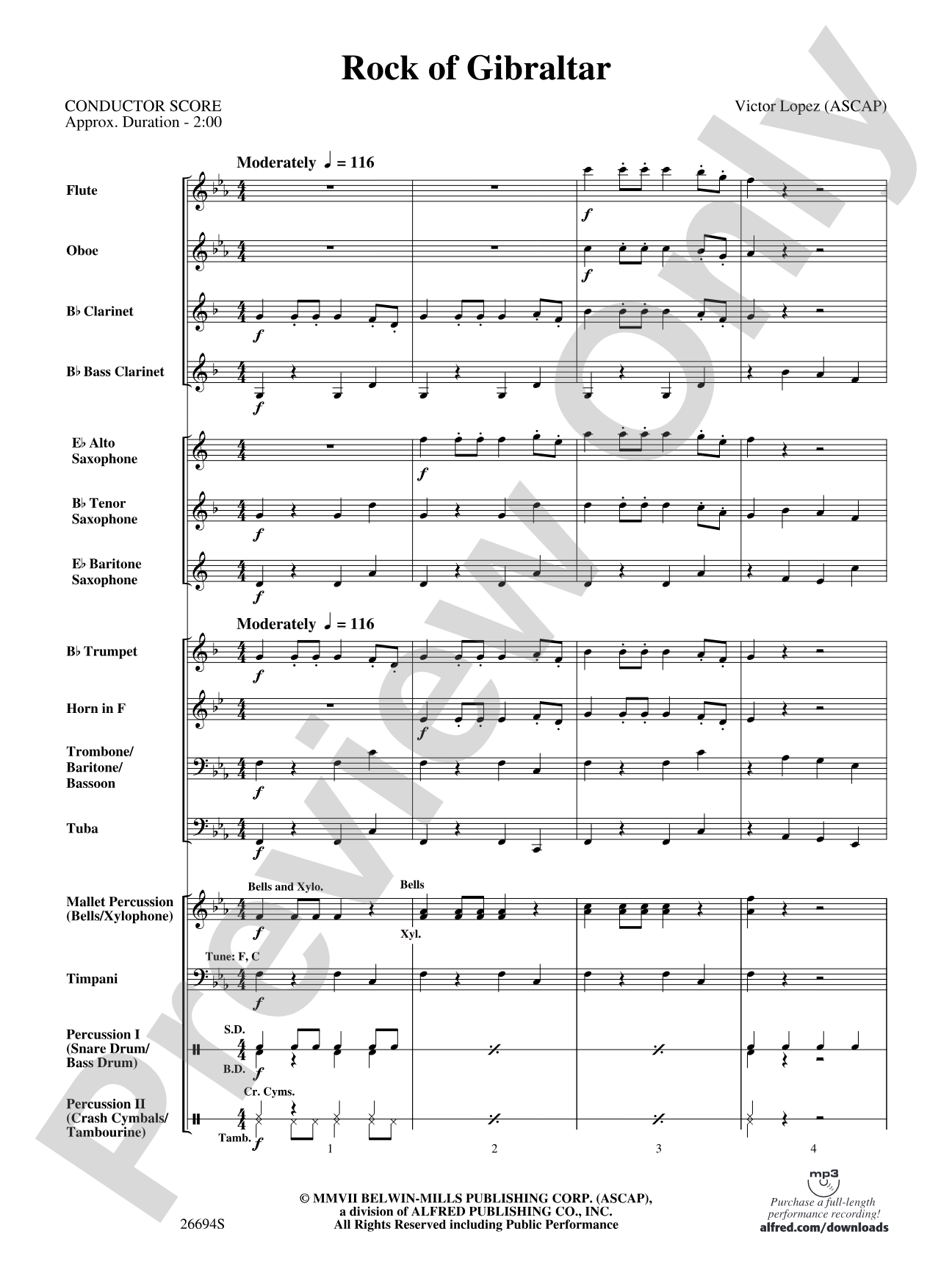 Rock of Gibraltar: Concert Band Conductor Score & Parts