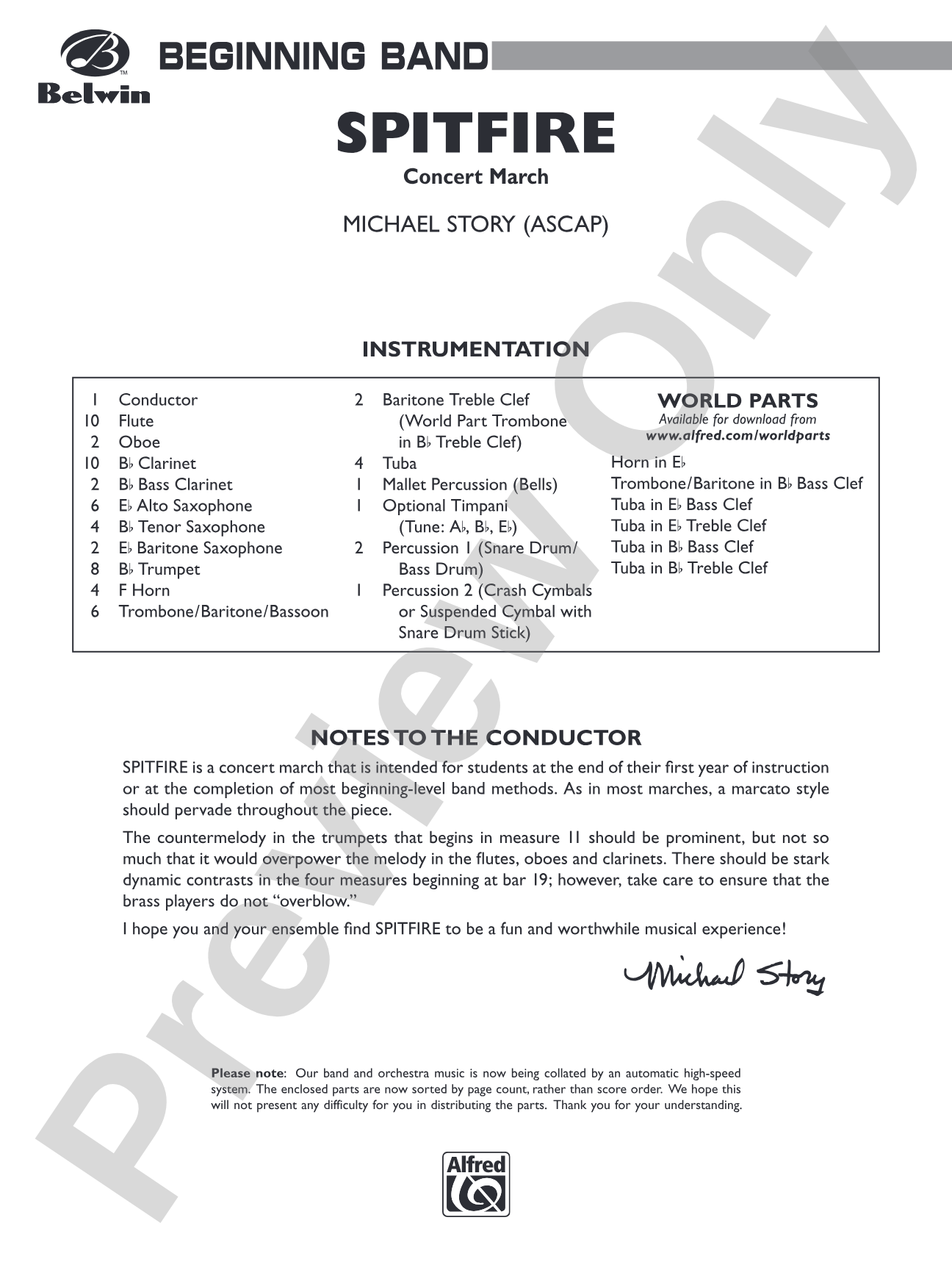 Spitfire: Concert Band Conductor Score & Parts