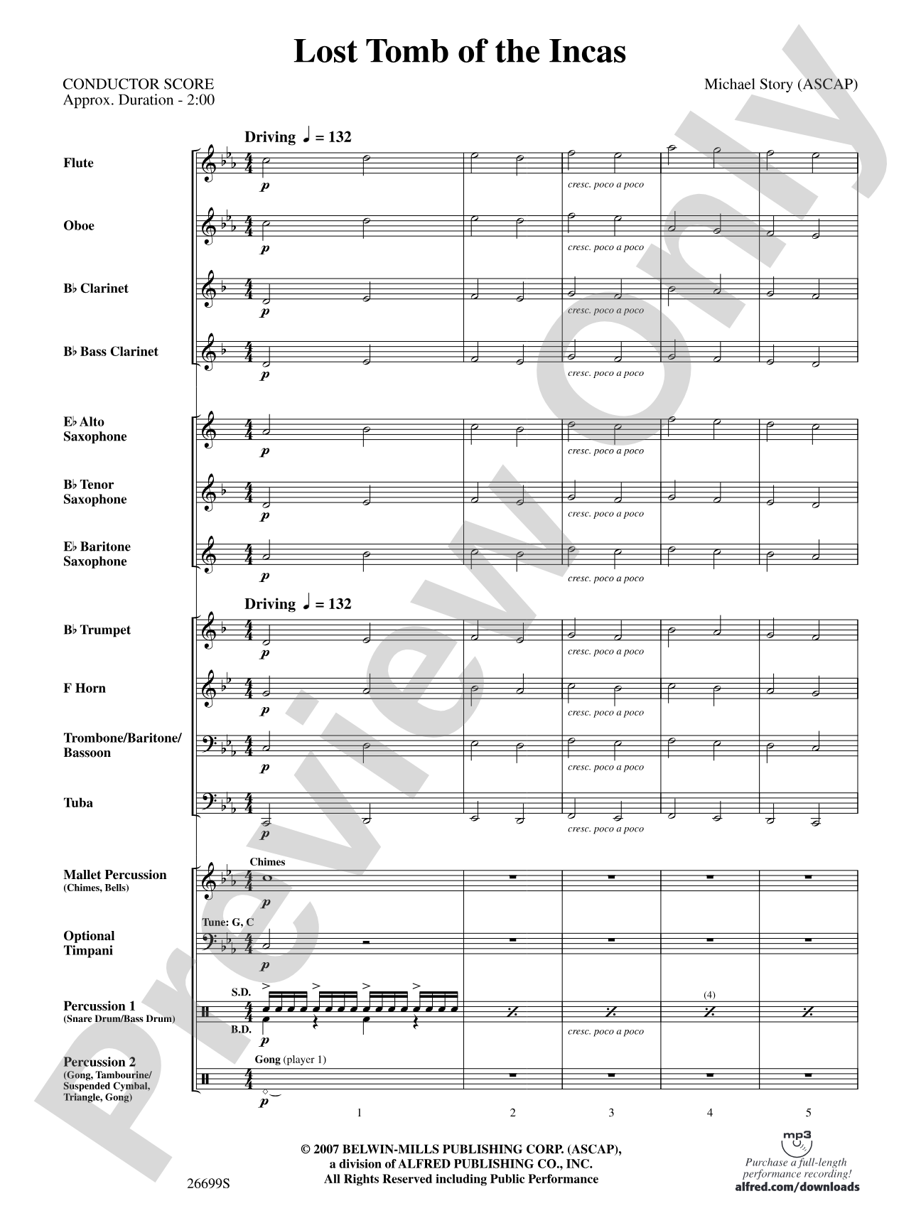 Lost Tomb of the Incas: Concert Band Conductor Score & Parts