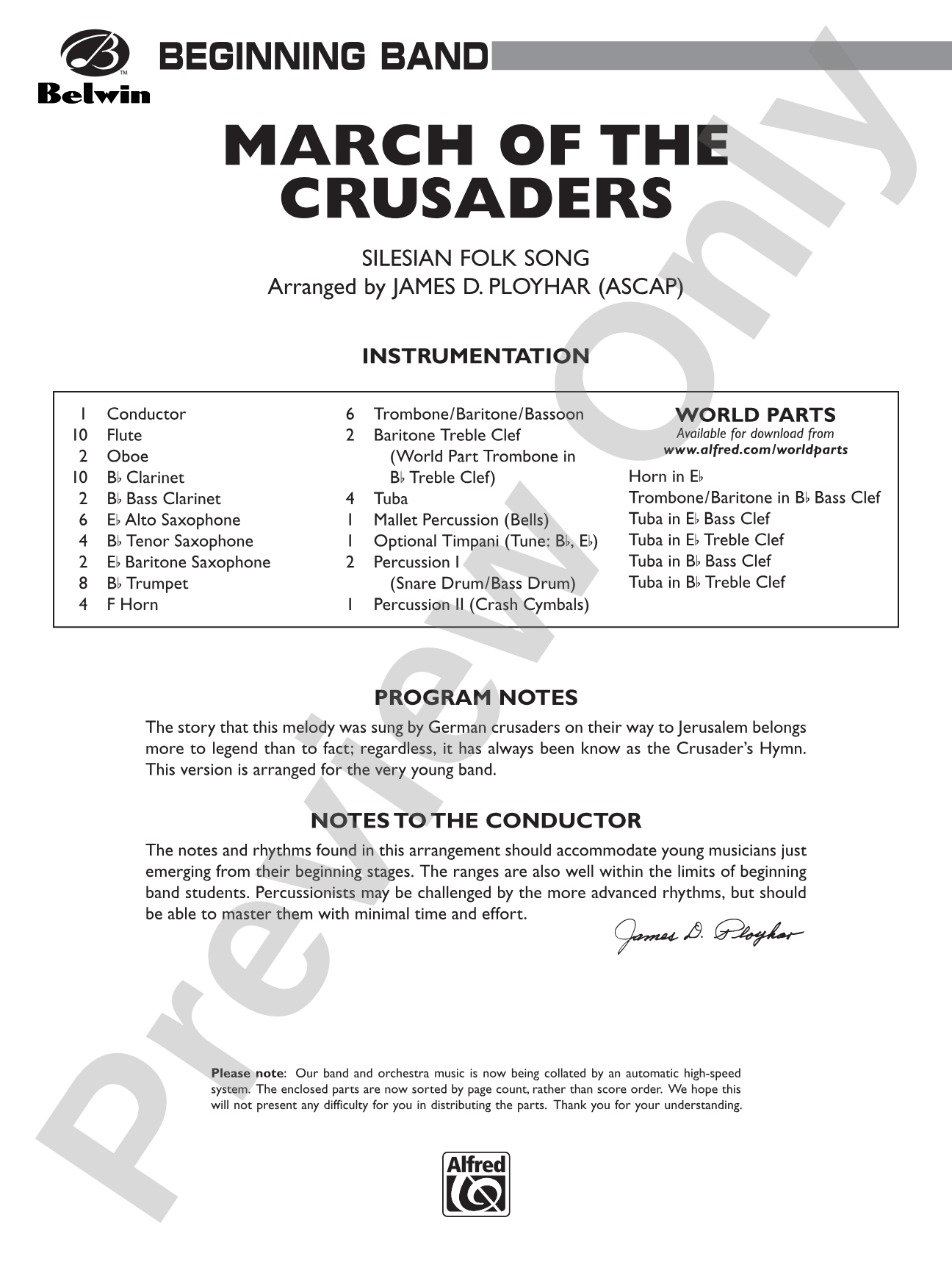 March of the Crusaders: Concert Band Conductor Score & Parts