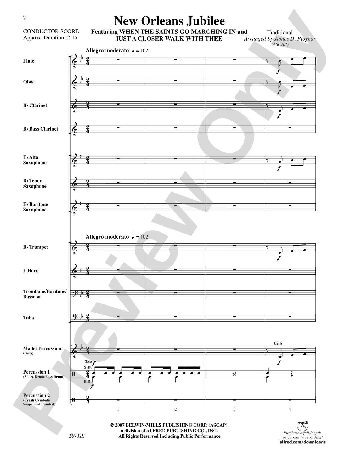 New Orleans Jubilee: Concert Band Conductor Score & Parts