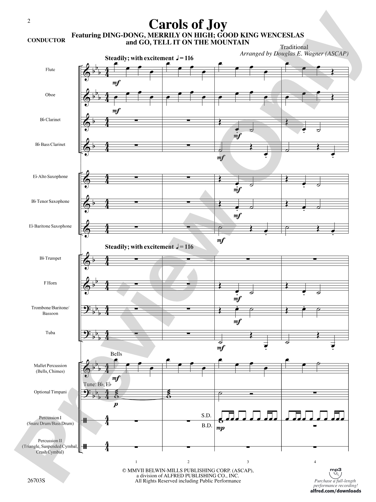 Carols of Joy: Concert Band Conductor Score & Parts