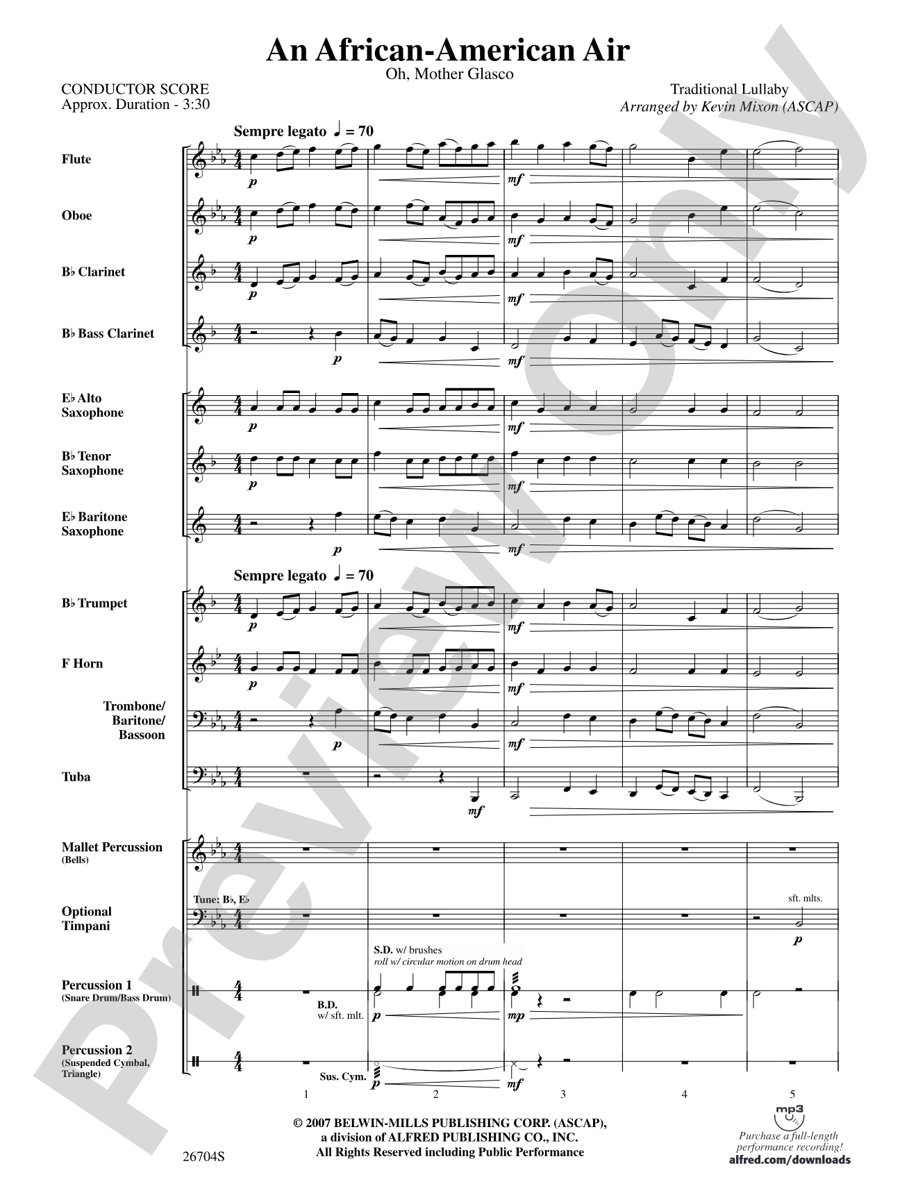 An African-American Air: Concert Band Conductor Score & Parts