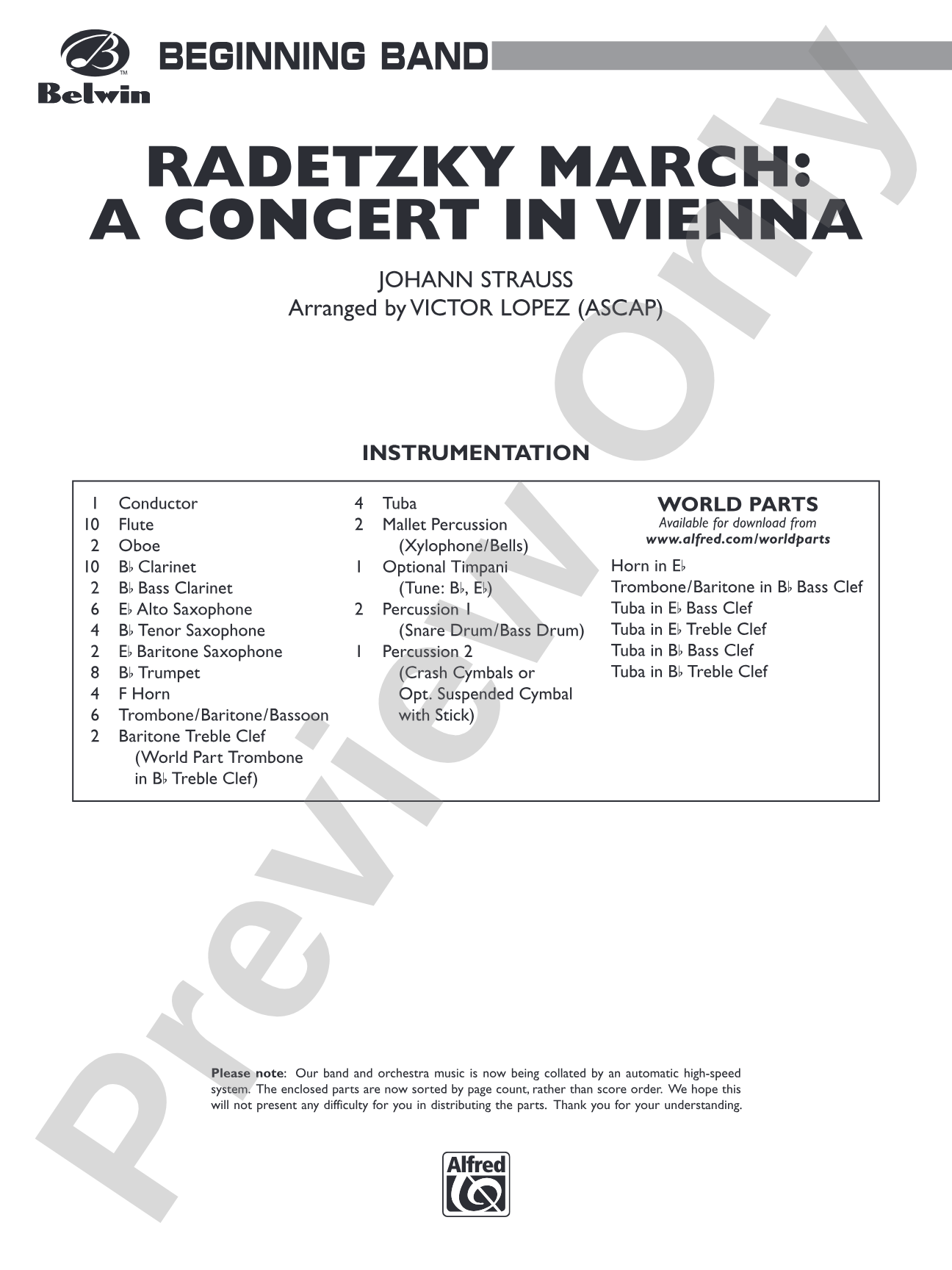 Radetzky March: A Concert in Vienna: Concert Band Conductor Score & Parts