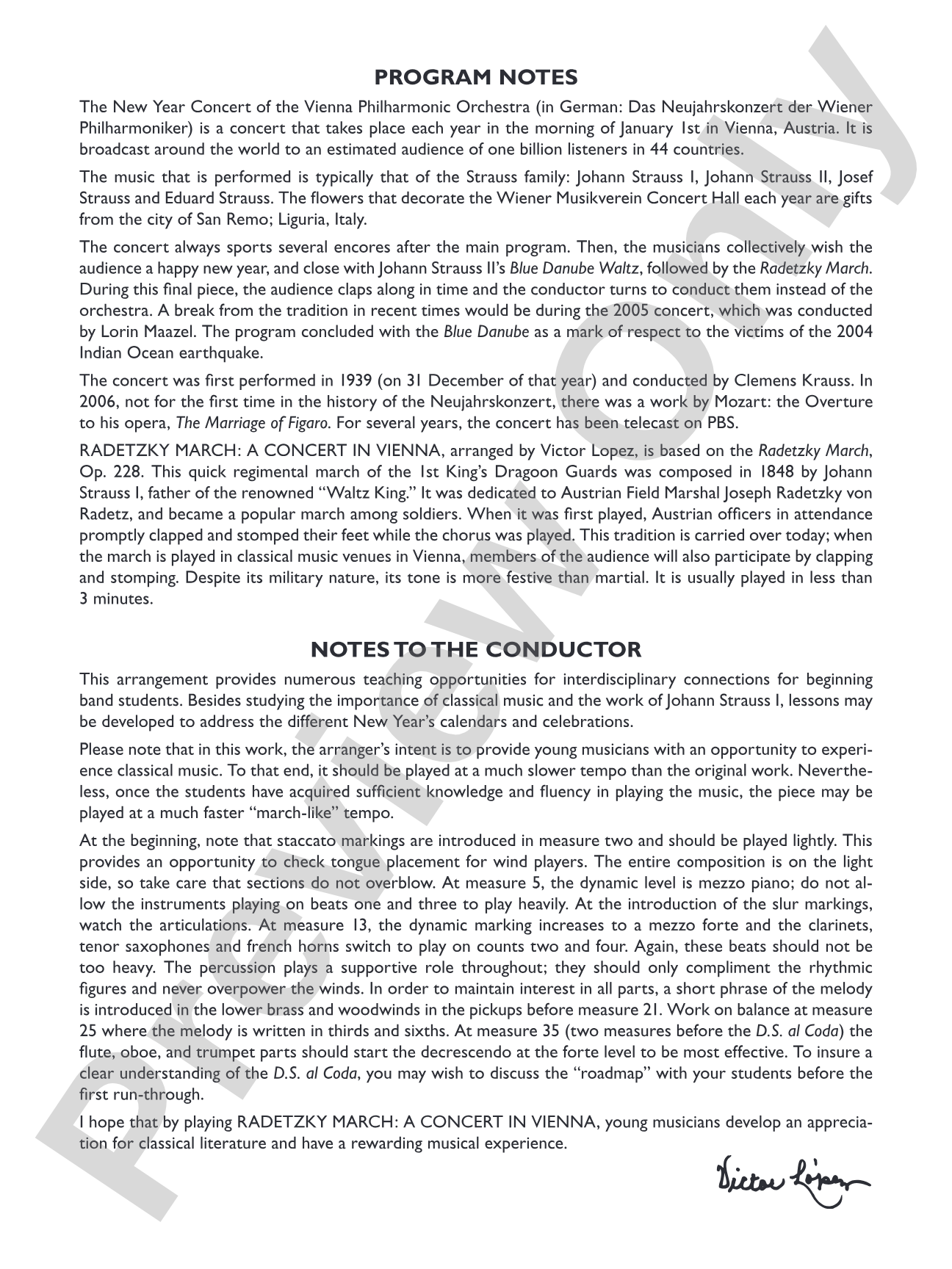 Radetzky March: A Concert in Vienna: Concert Band Conductor Score & Parts