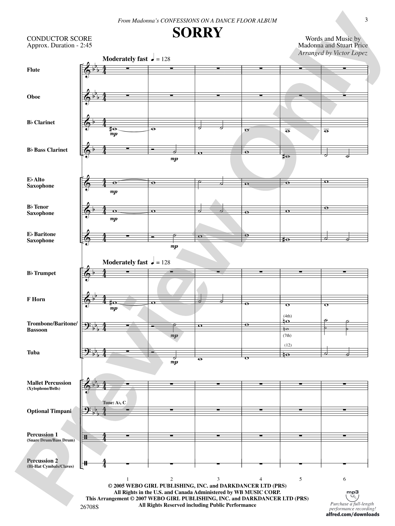 Sorry: Concert Band Conductor Score & Parts