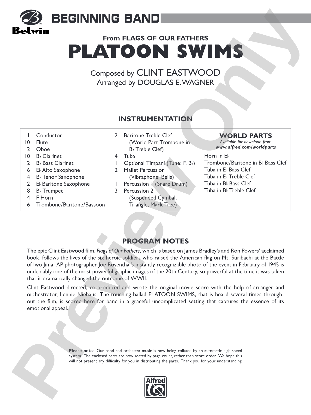 Platoon Swims: Concert Band Conductor Score & Parts