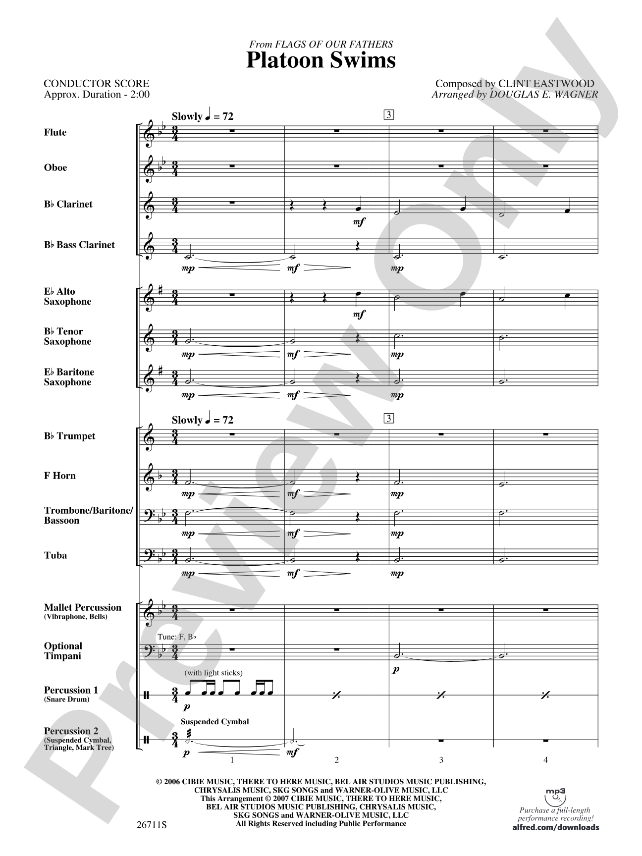 Platoon Swims: Concert Band Conductor Score & Parts