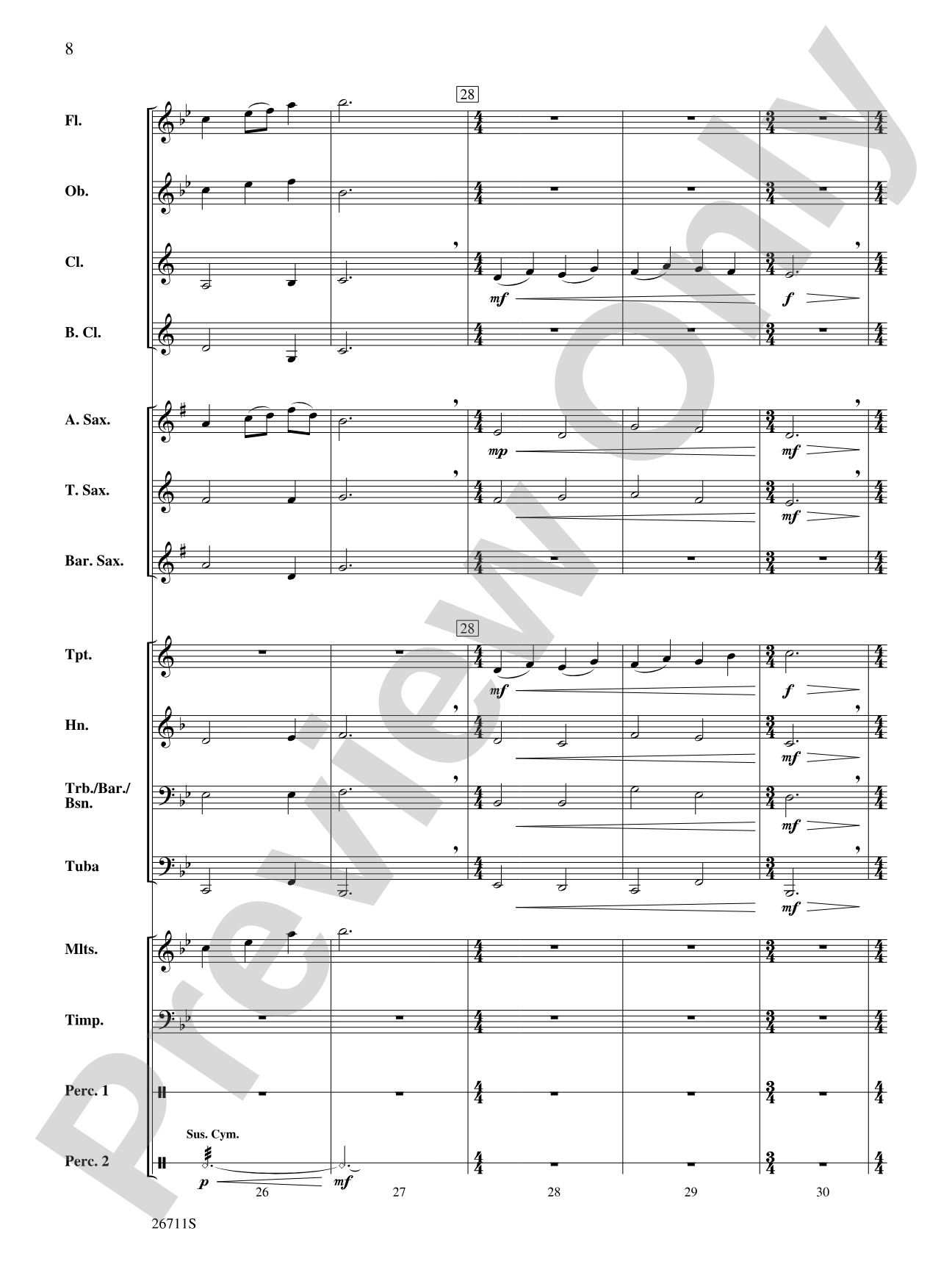 Platoon Swims: Concert Band Conductor Score & Parts