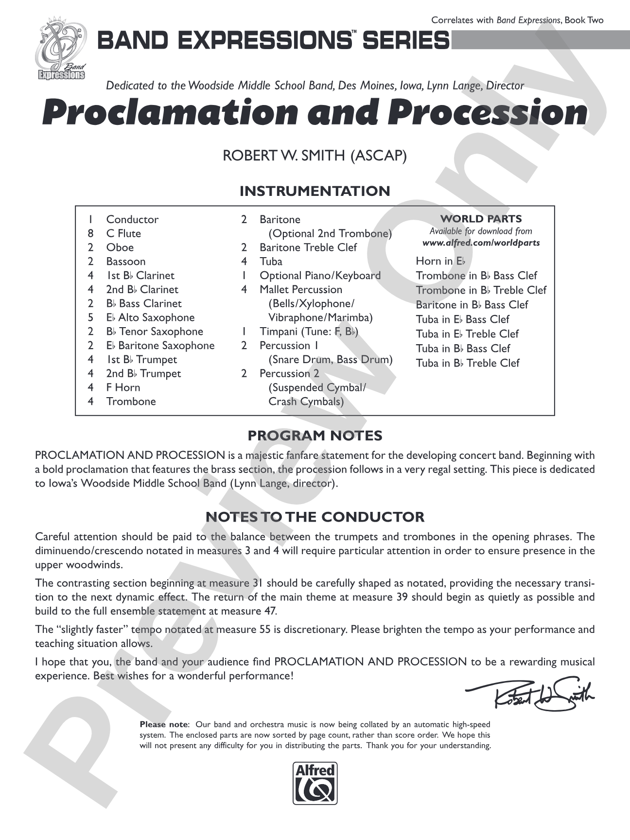 Proclamation and Procession: Concert Band Conductor Score & Parts