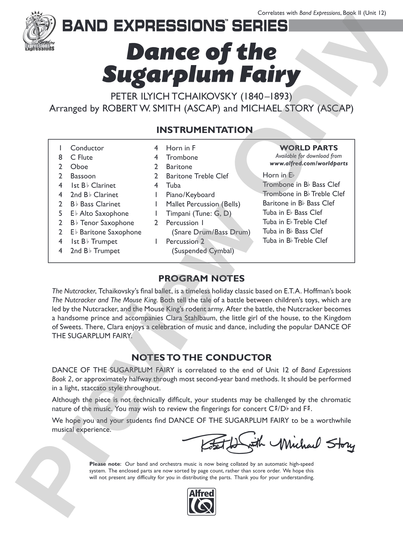 Dance of the Sugar Plum Fairy: Concert Band Conductor Score & Parts