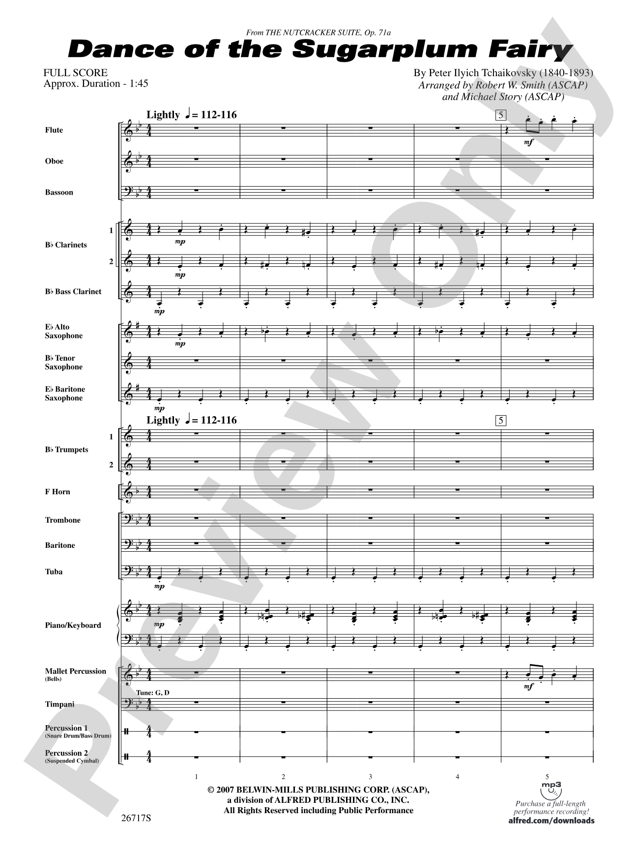Dance of the Sugar Plum Fairy: Concert Band Conductor Score & Parts