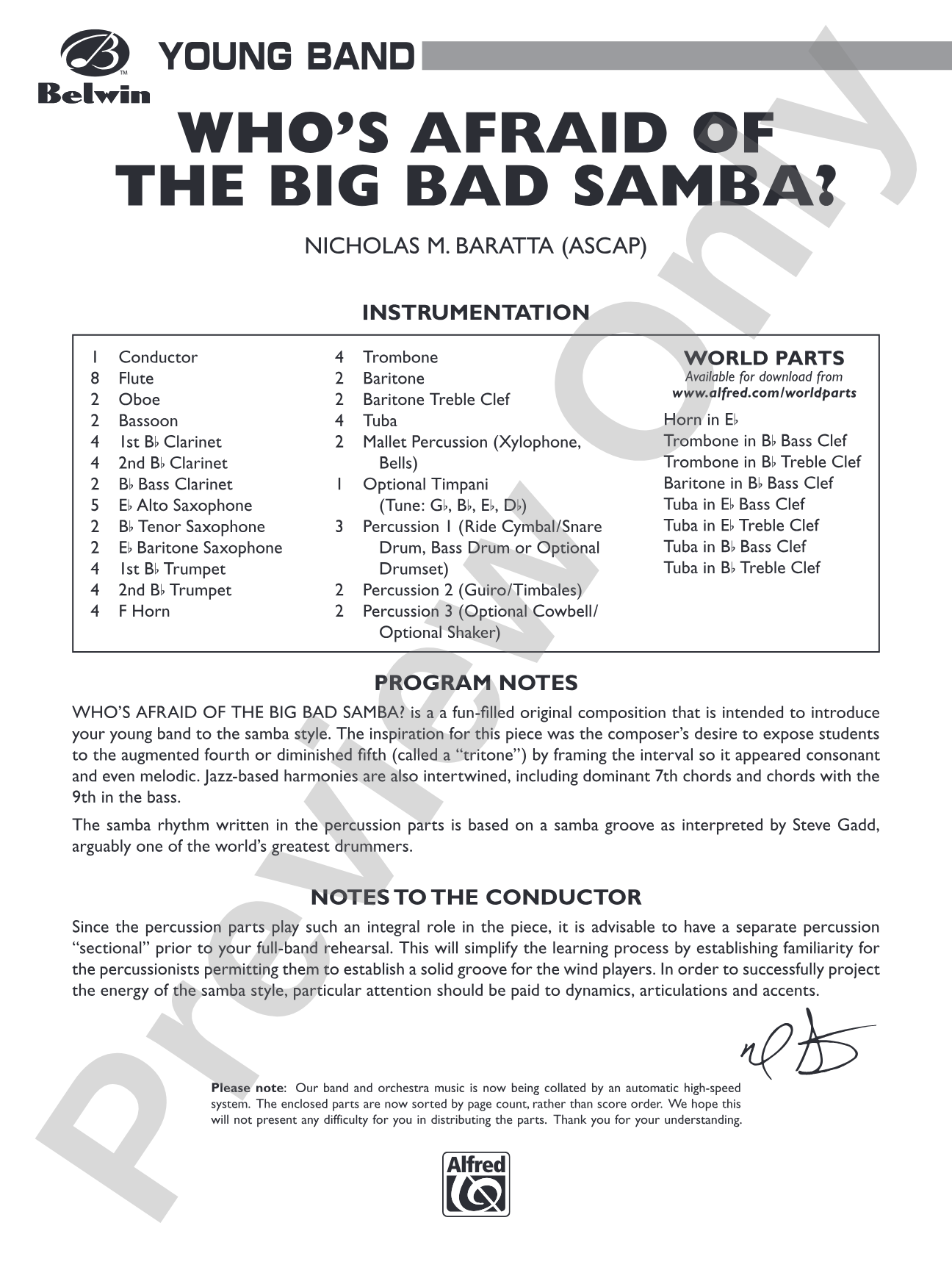 Who's Afraid of the Big Bad Samba?: Concert Band Conductor Score & Parts