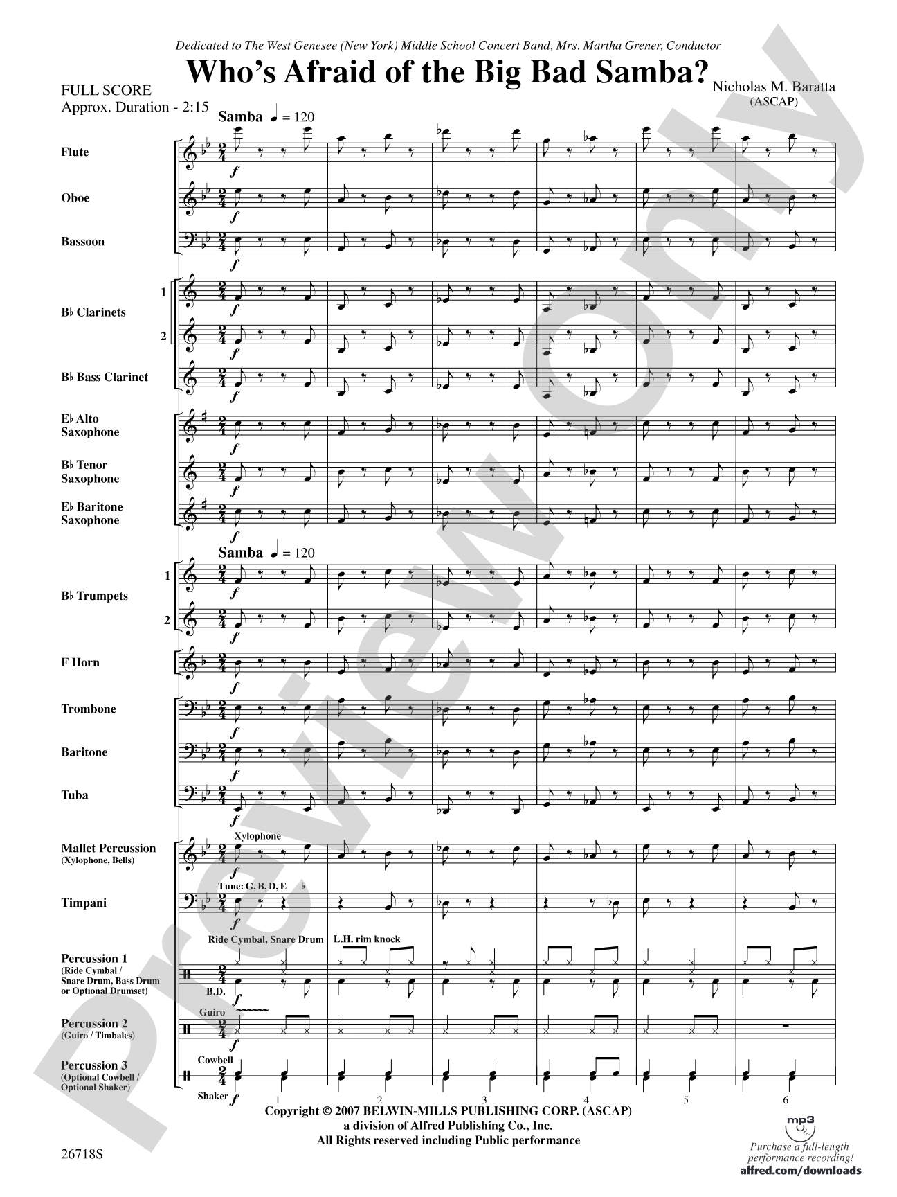 Who's Afraid of the Big Bad Samba?: Concert Band Conductor Score & Parts