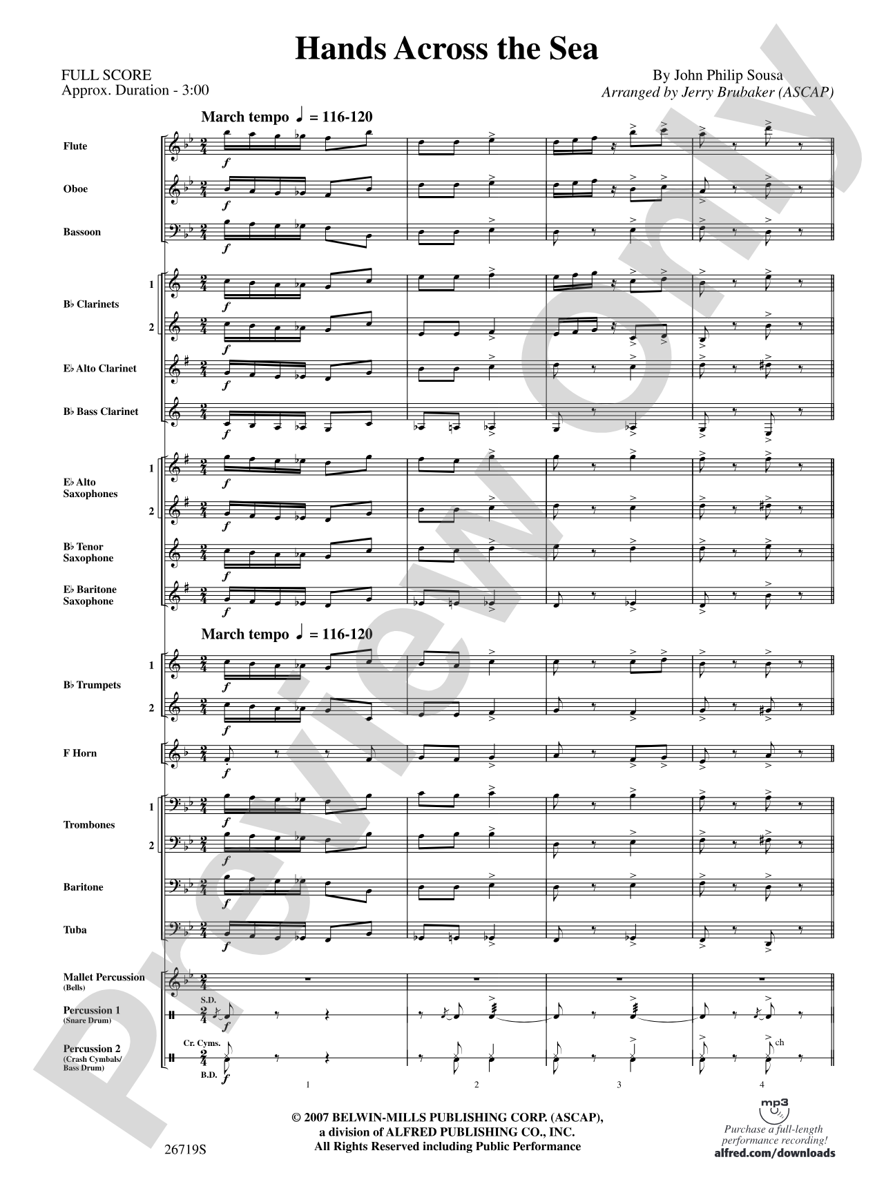 Hands Across the Sea: Concert Band Conductor Score & Parts