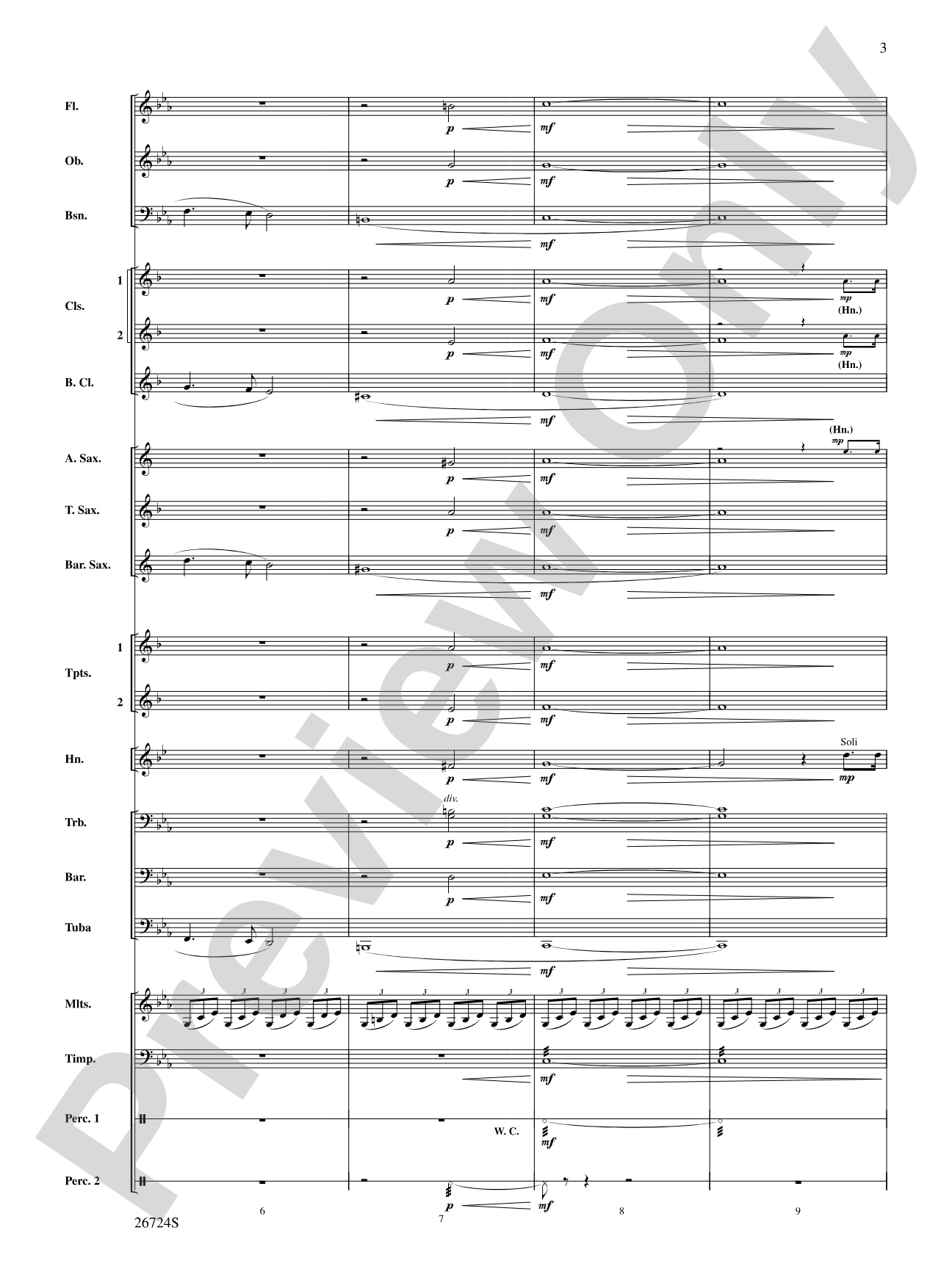 Reflections In Moonlight: Concert Band Conductor Score & Parts