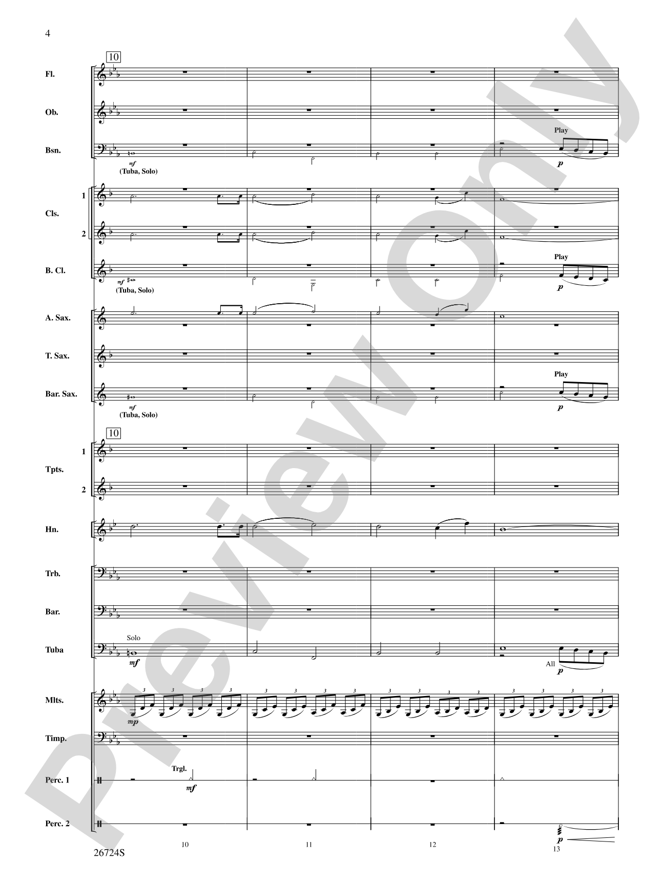Reflections In Moonlight: Concert Band Conductor Score & Parts