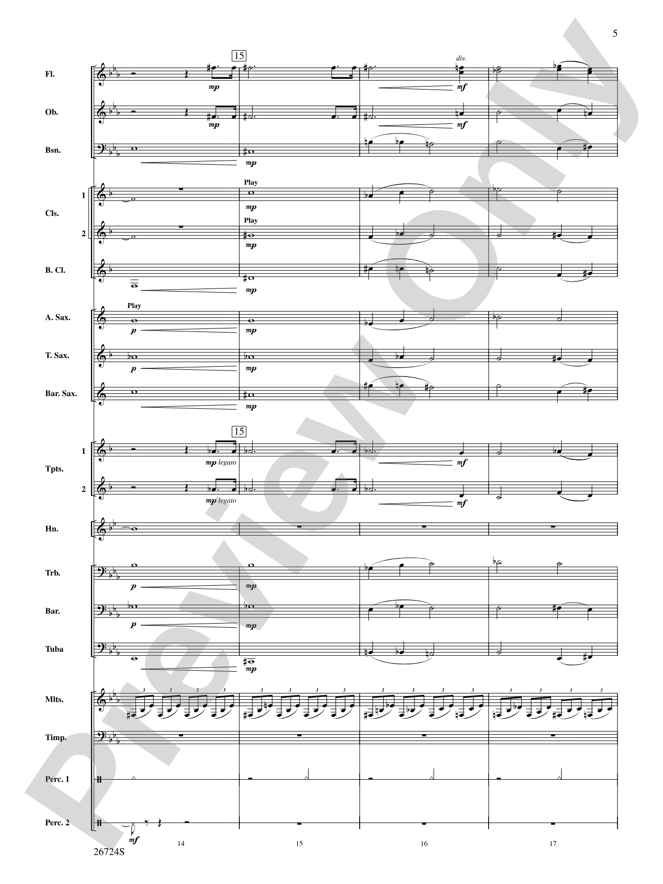 Reflections In Moonlight: Concert Band Conductor Score & Parts