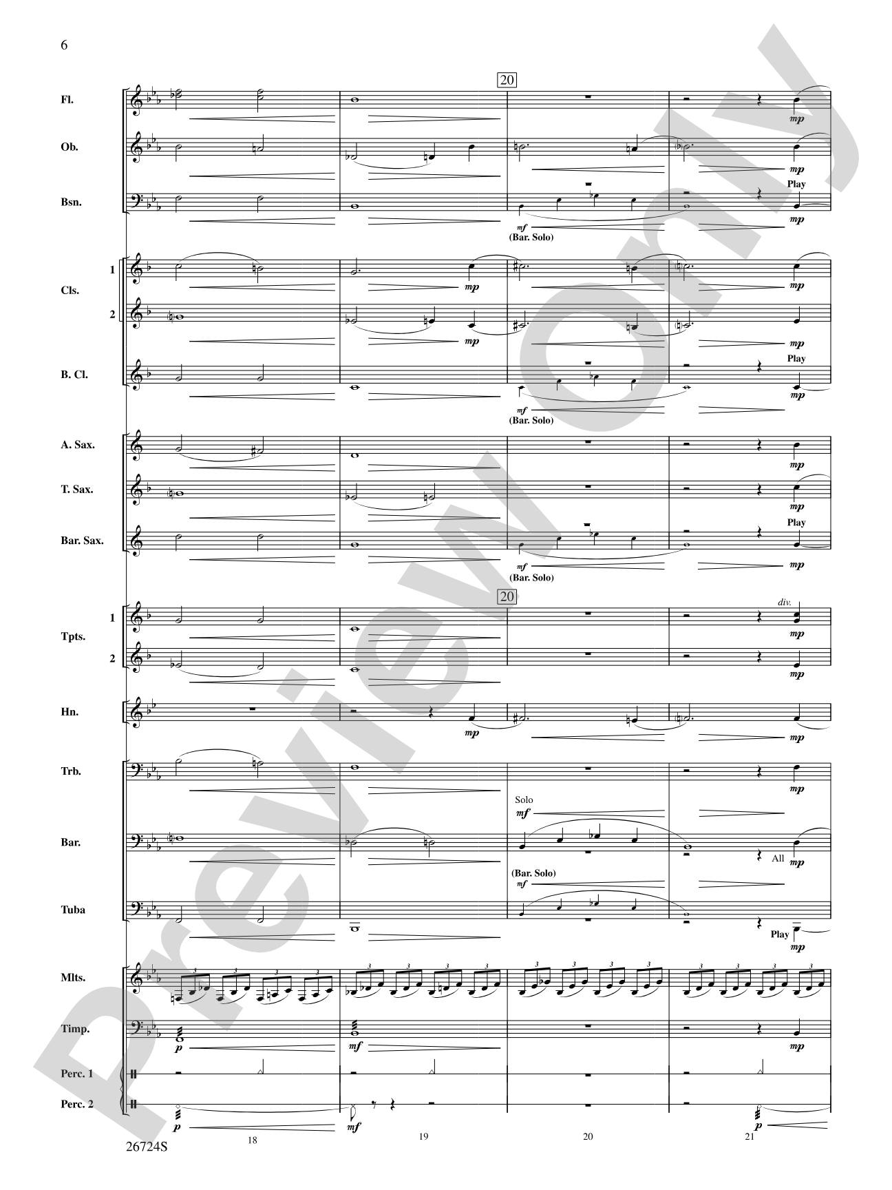 Reflections In Moonlight: Concert Band Conductor Score & Parts