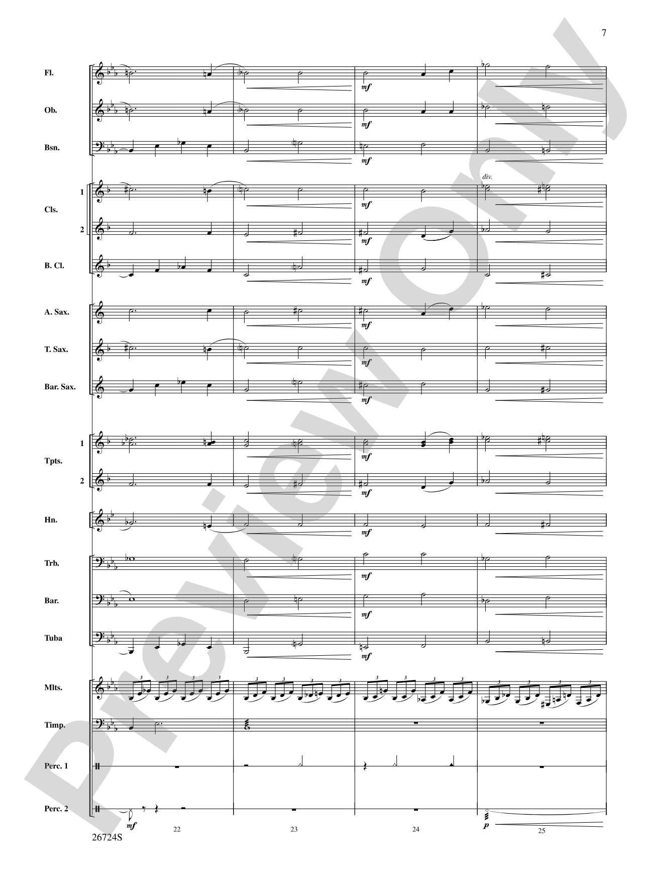 Reflections In Moonlight: Concert Band Conductor Score & Parts