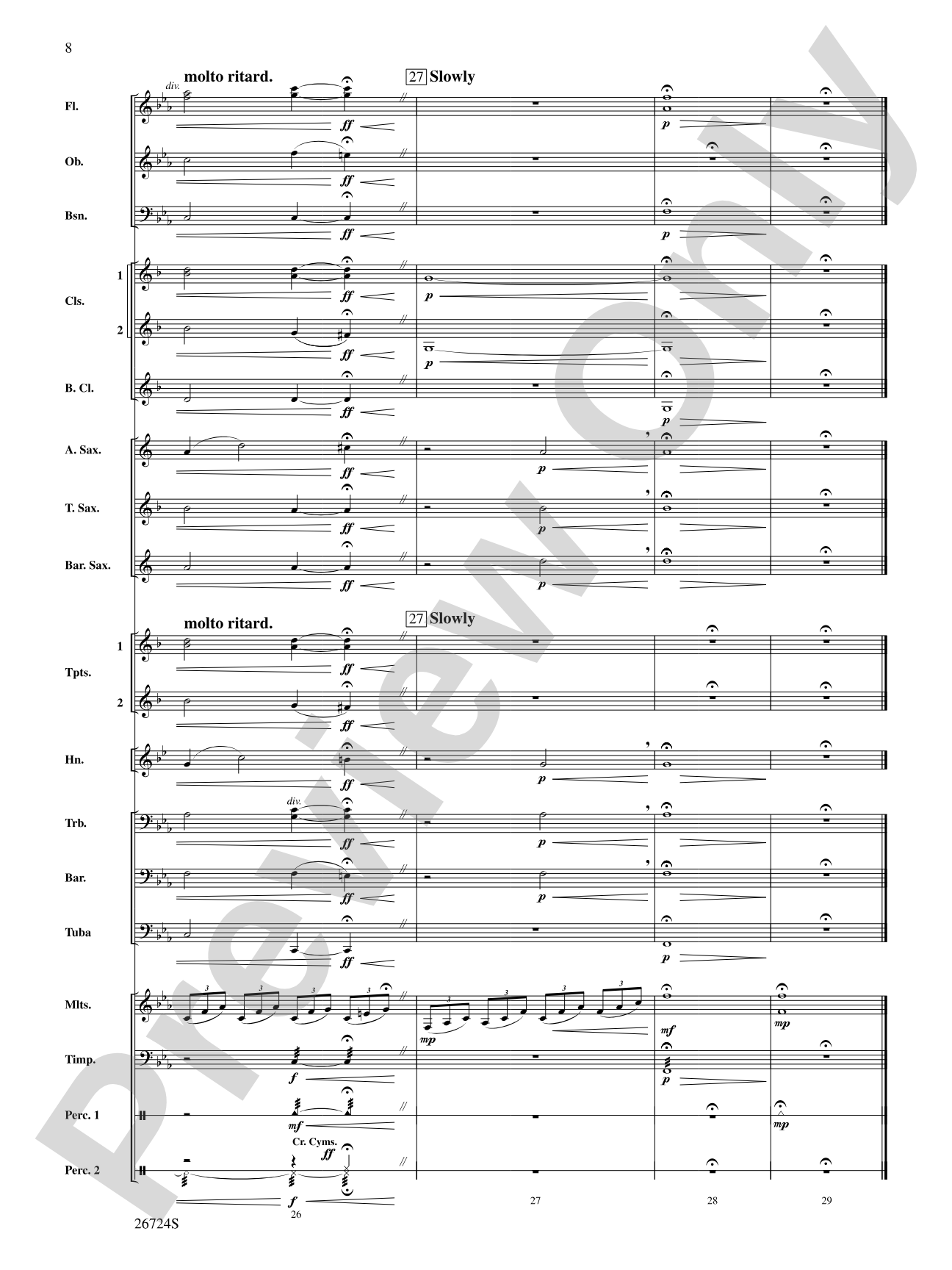 Reflections In Moonlight: Concert Band Conductor Score & Parts