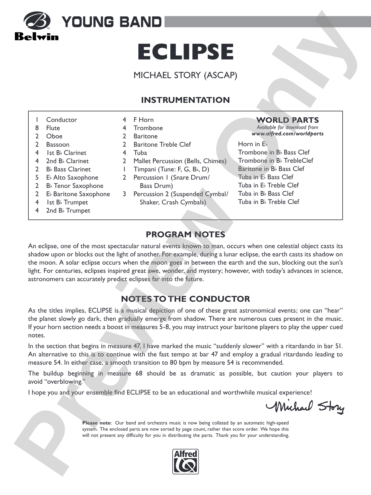 Eclipse: Concert Band Conductor Score & Parts