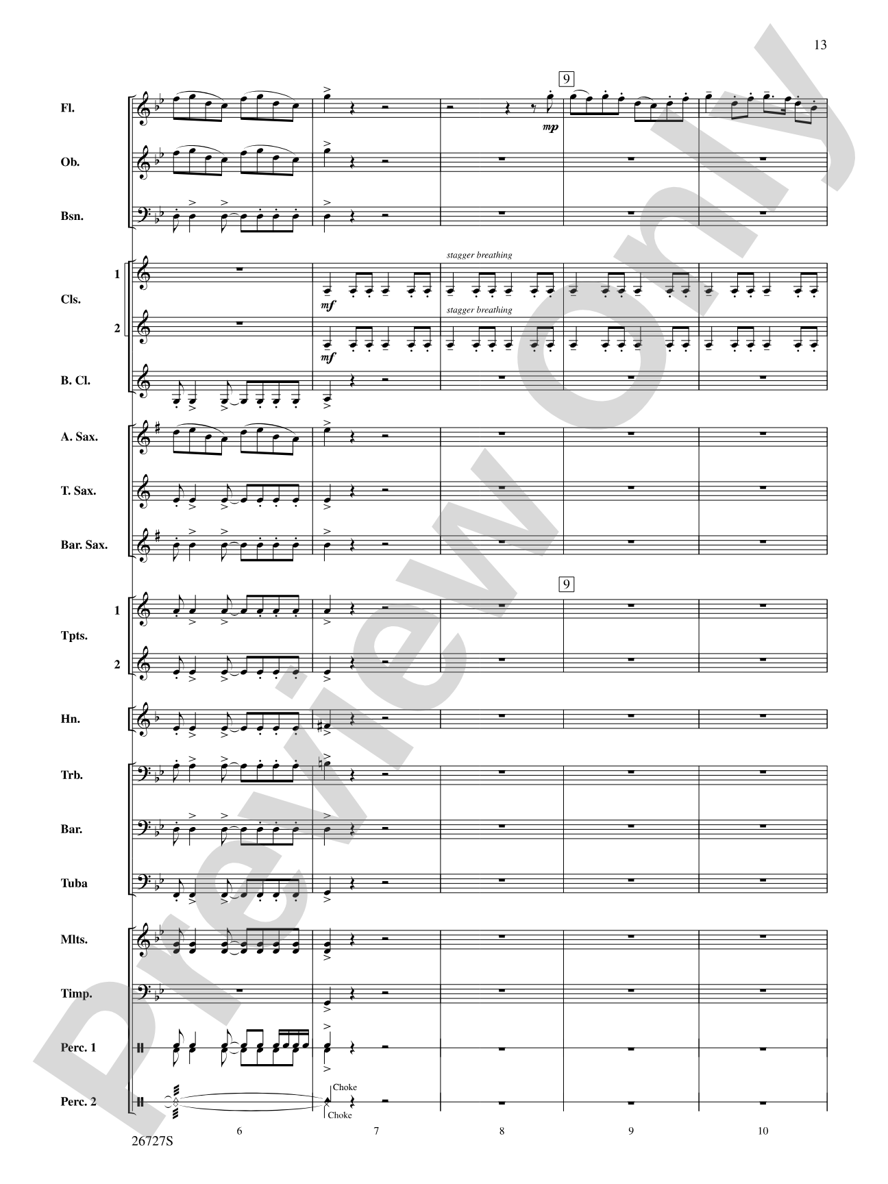 Evangeline: Two Cajun Songs: Concert Band Conductor Score & Parts