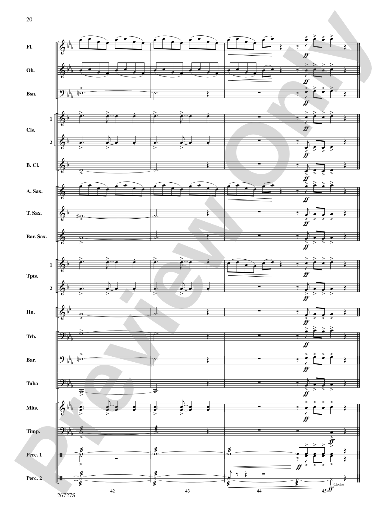 Evangeline: Two Cajun Songs: Concert Band Conductor Score & Parts