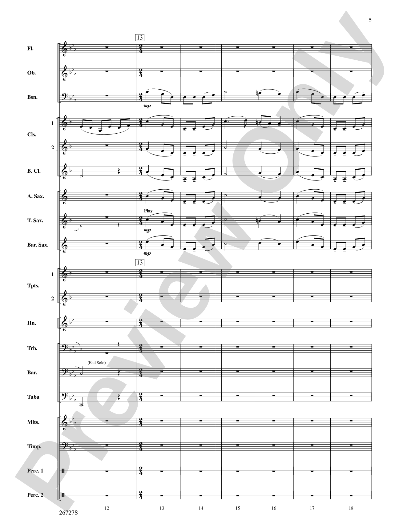 Evangeline: Two Cajun Songs: Concert Band Conductor Score & Parts