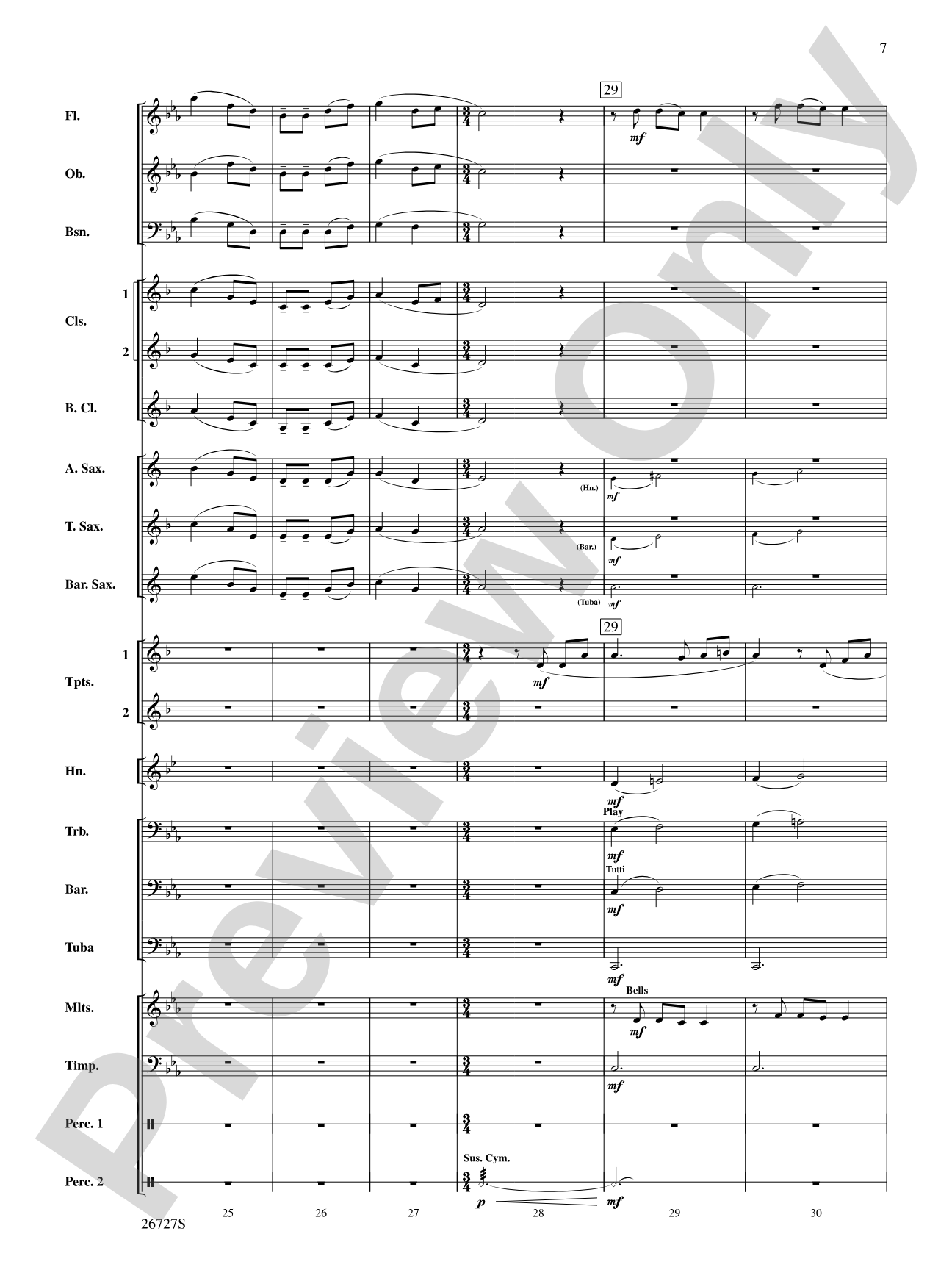 Evangeline: Two Cajun Songs: Concert Band Conductor Score & Parts