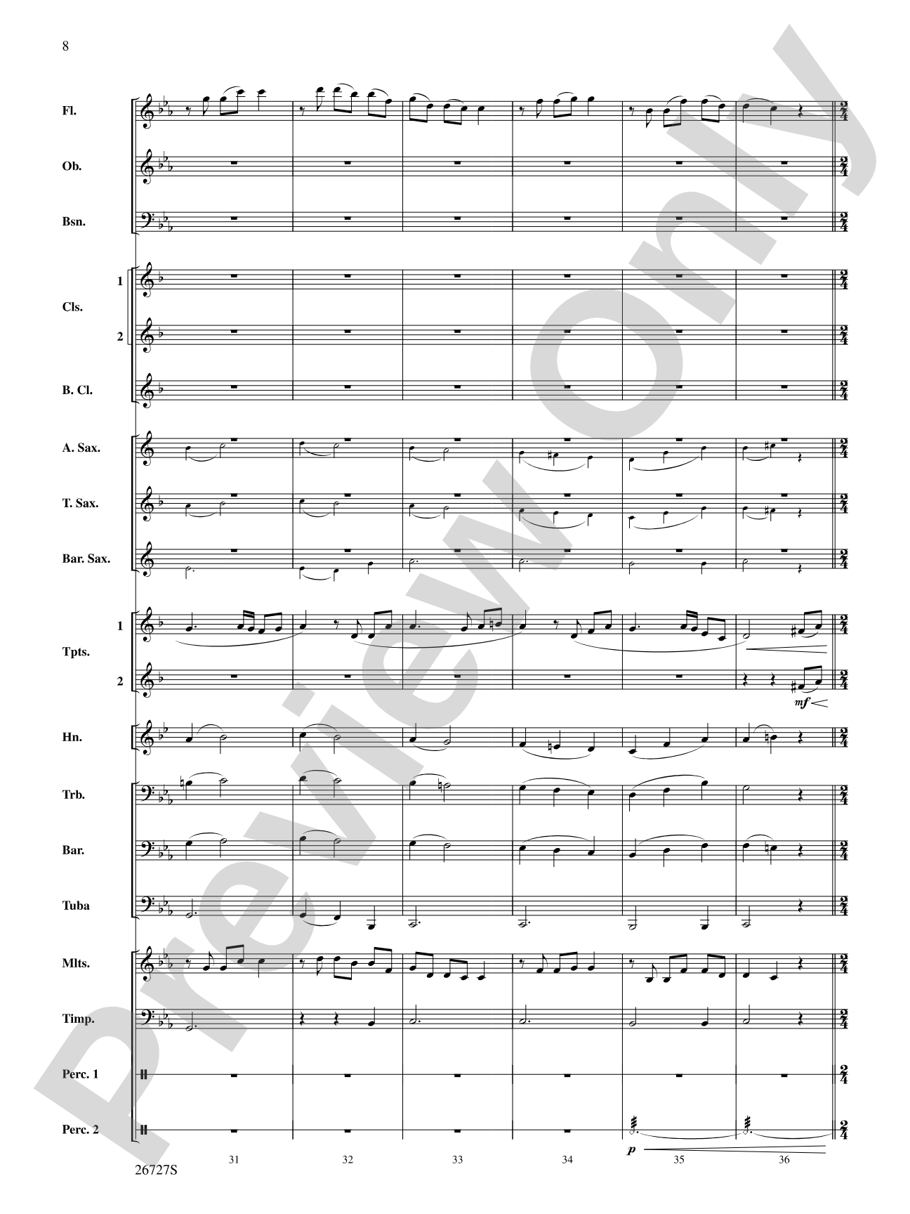 Evangeline: Two Cajun Songs: Concert Band Conductor Score & Parts
