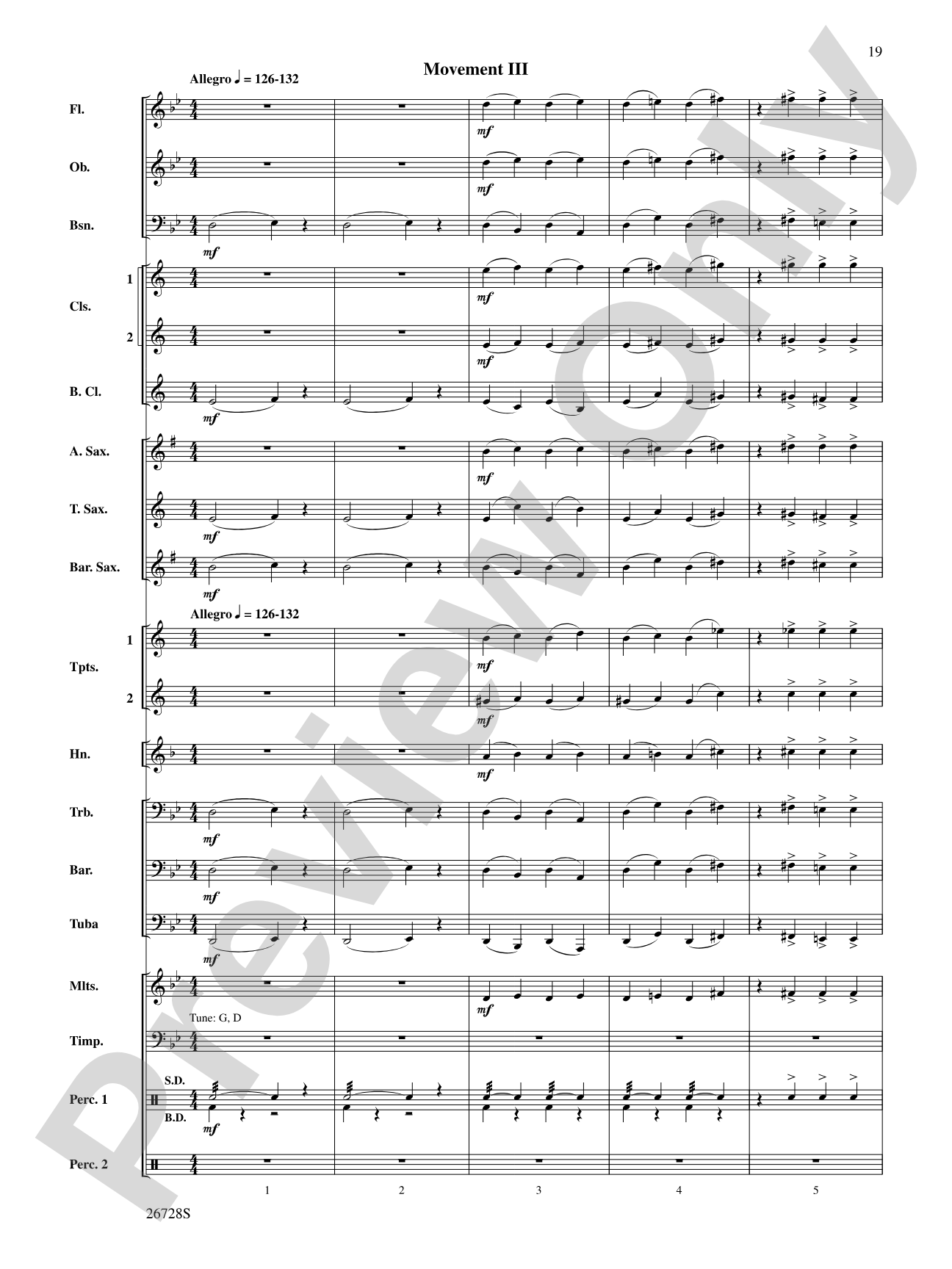 Suite from The New World: Concert Band Conductor Score & Parts
