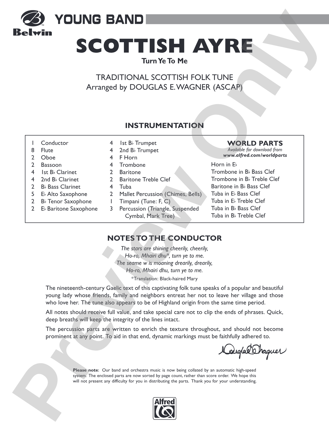 Scottish Ayre: Concert Band Conductor Score & Parts