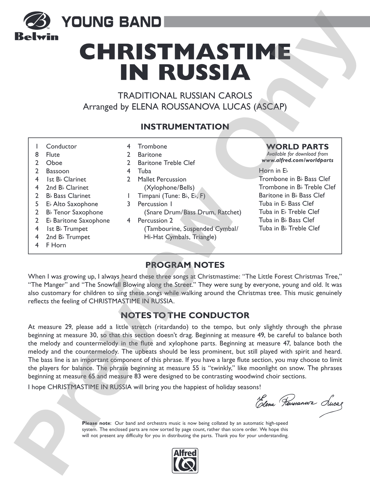 Christmastime in Russia: Concert Band Conductor Score & Parts