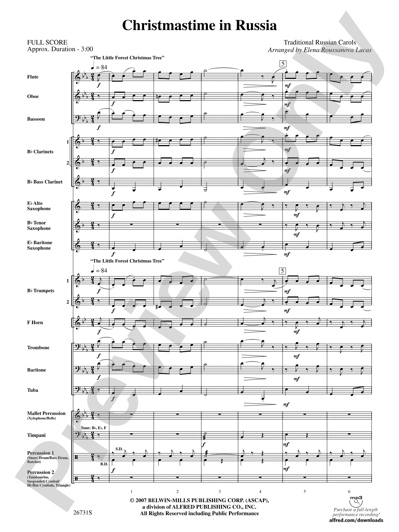 Christmastime in Russia: Concert Band Conductor Score & Parts