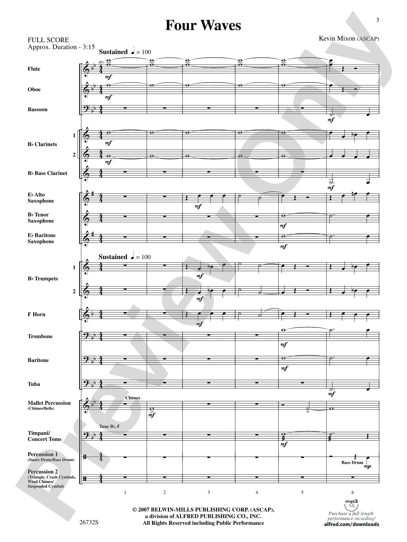 Four Waves: Concert Band Conductor Score & Parts