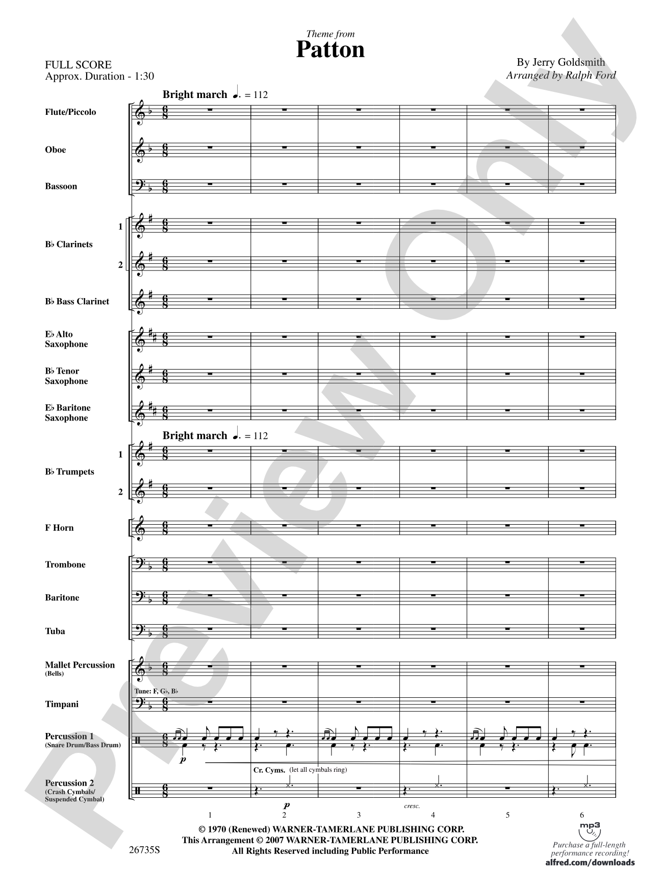 Patton: Concert Band Conductor Score & Parts