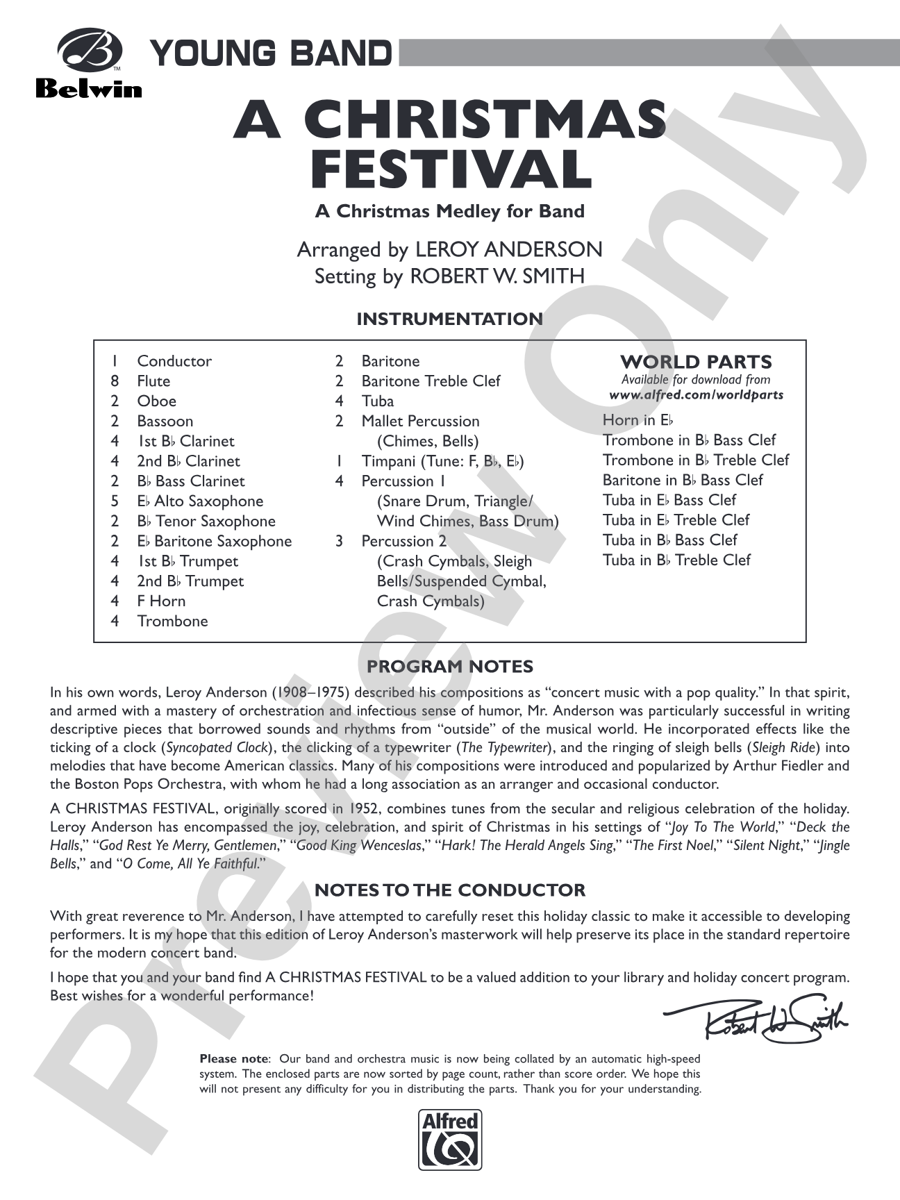 A Christmas Festival: Concert Band Conductor Score & Parts