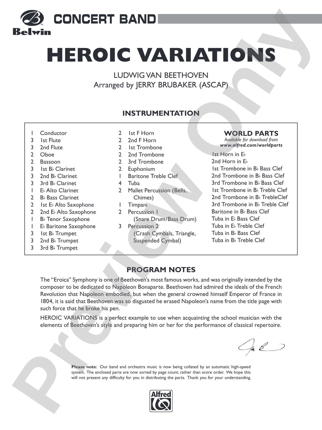 Heroic Variations: Concert Band Conductor Score & Parts