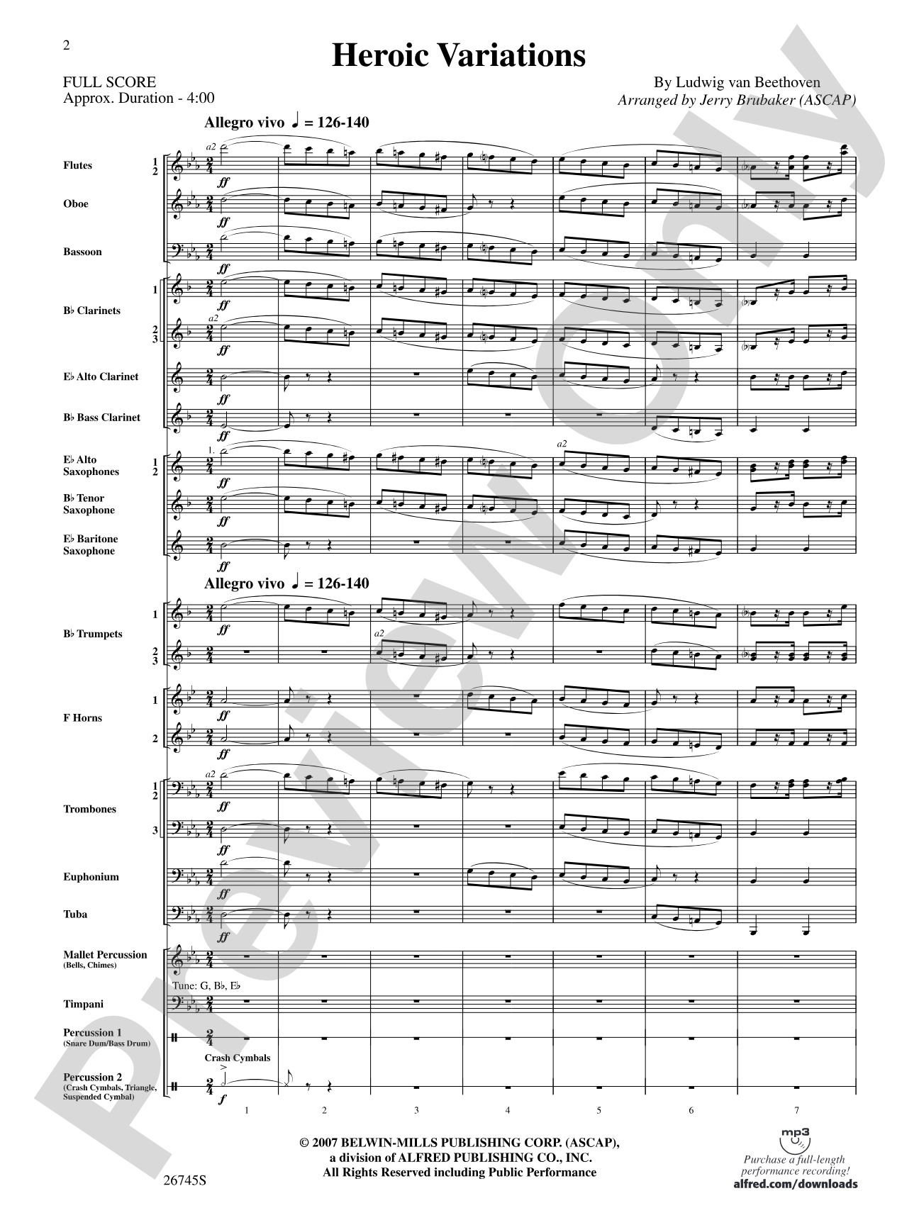 Heroic Variations: Concert Band Conductor Score & Parts