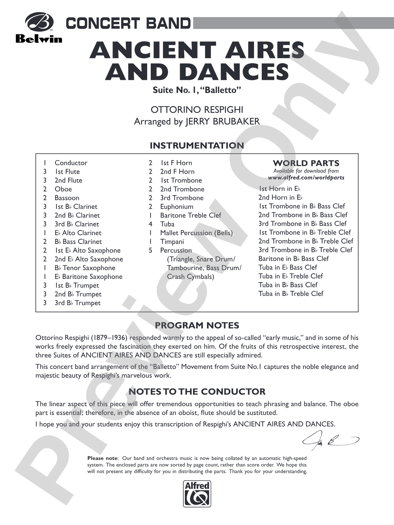 Ancient Aires and Dances: Concert Band Conductor Score & Parts