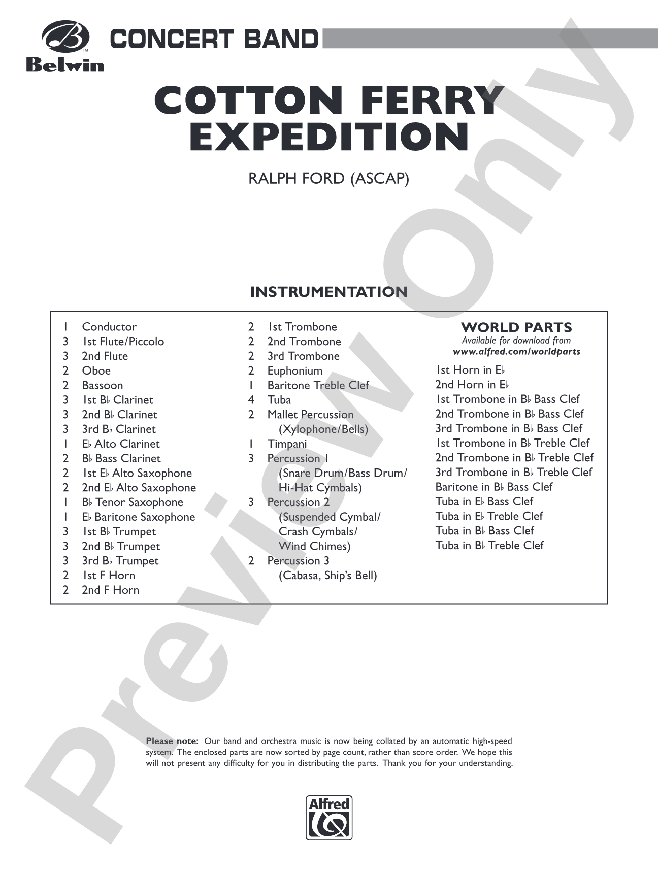 Cotton Ferry Expedition: Concert Band Conductor Score & Parts