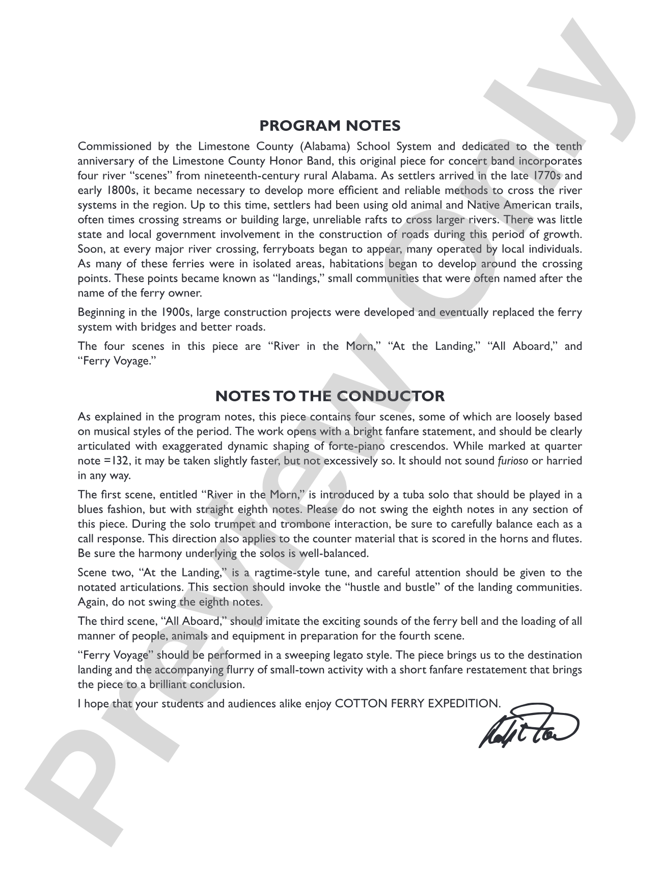 Cotton Ferry Expedition: Concert Band Conductor Score & Parts