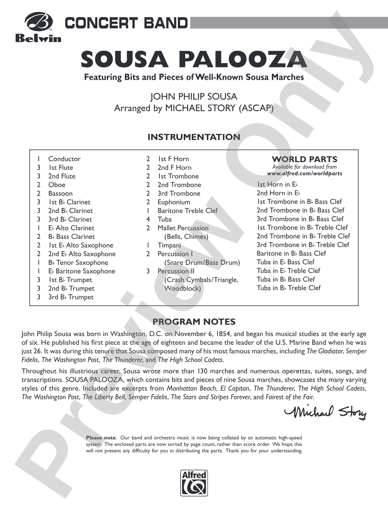 Sousa Palooza: Concert Band Conductor Score & Parts