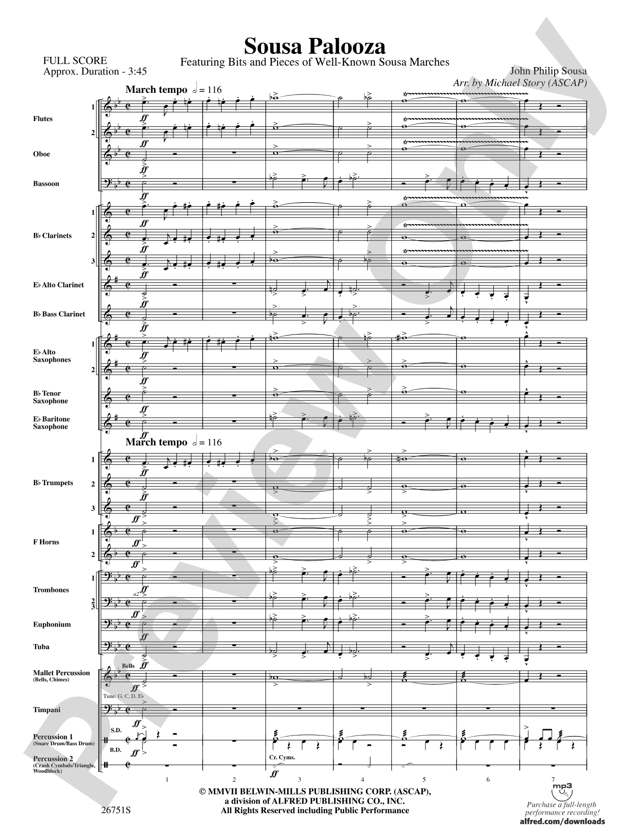 Sousa Palooza: Concert Band Conductor Score & Parts