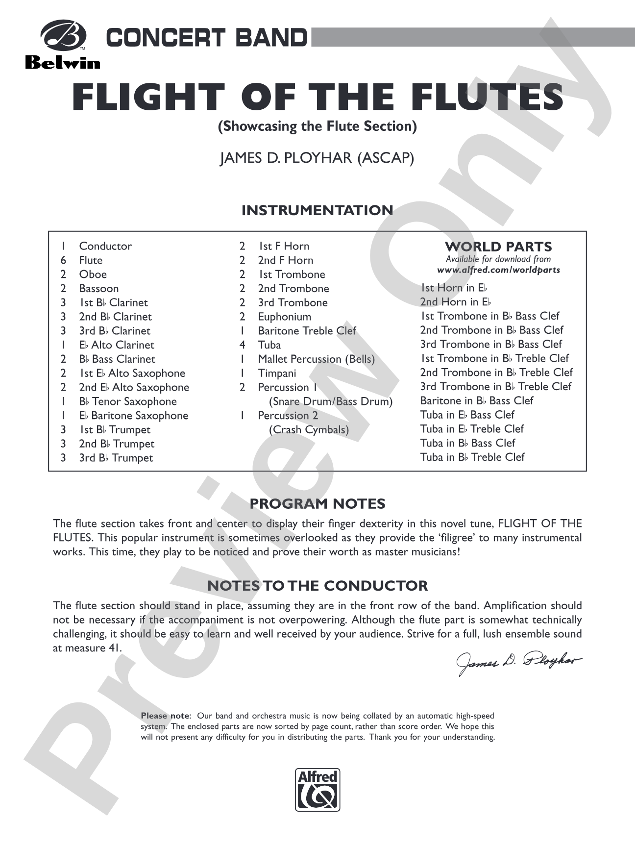 Flight of the Flutes (Showcasing the Flute Section): Concert Band Conductor Score & Parts