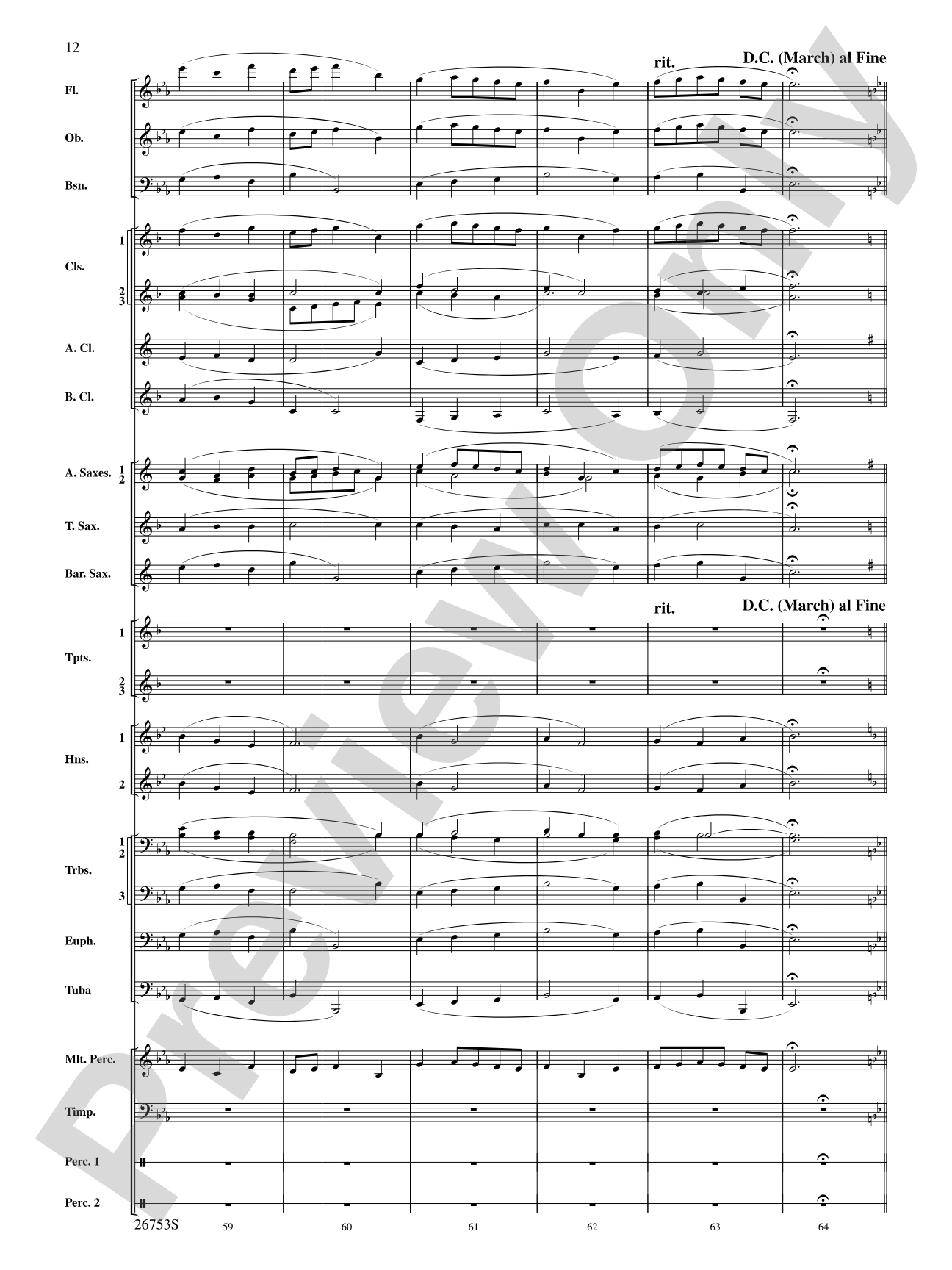 Trumpet March and Ayre: Concert Band Conductor Score & Parts