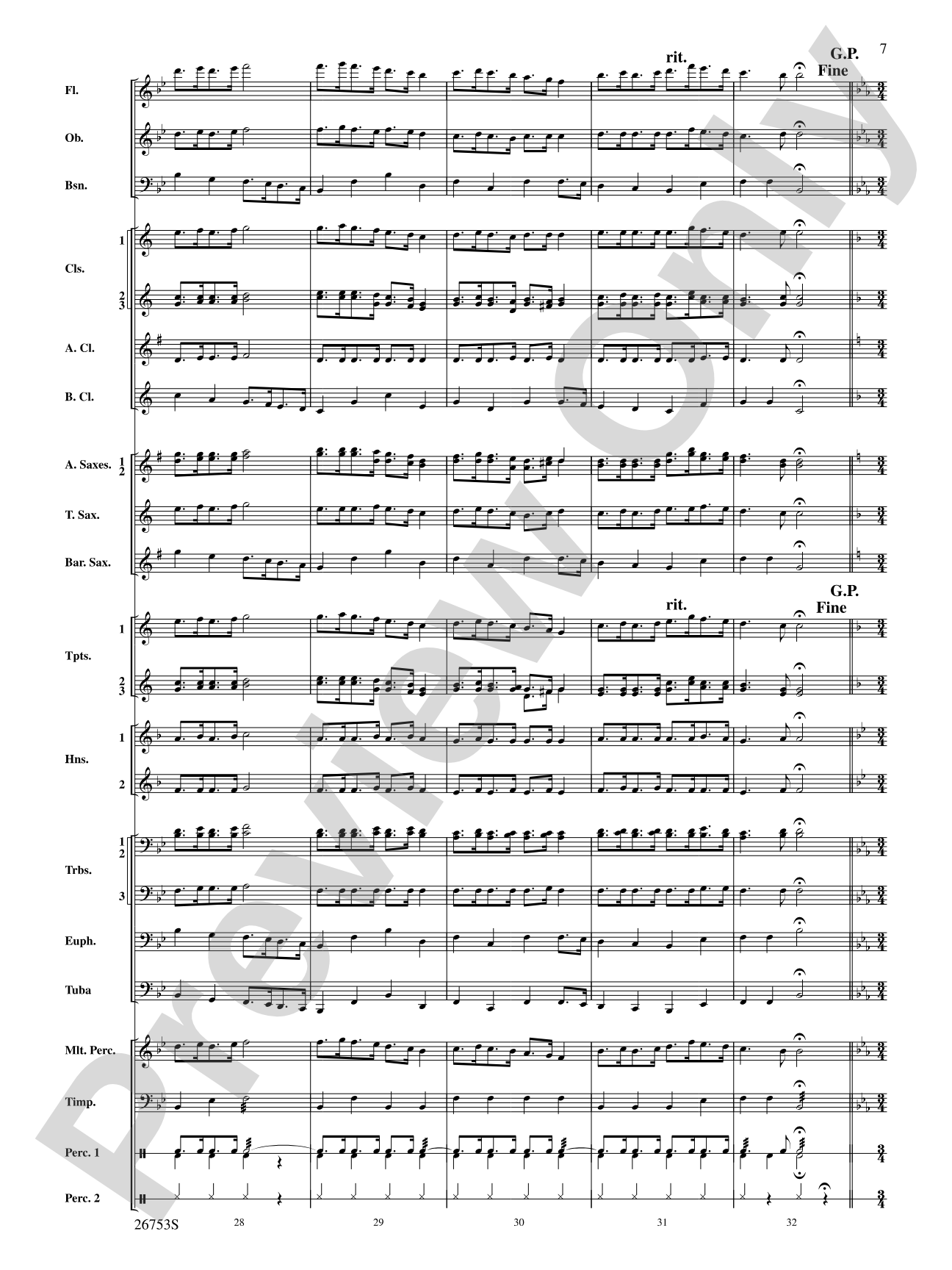 Trumpet March and Ayre: Concert Band Conductor Score & Parts