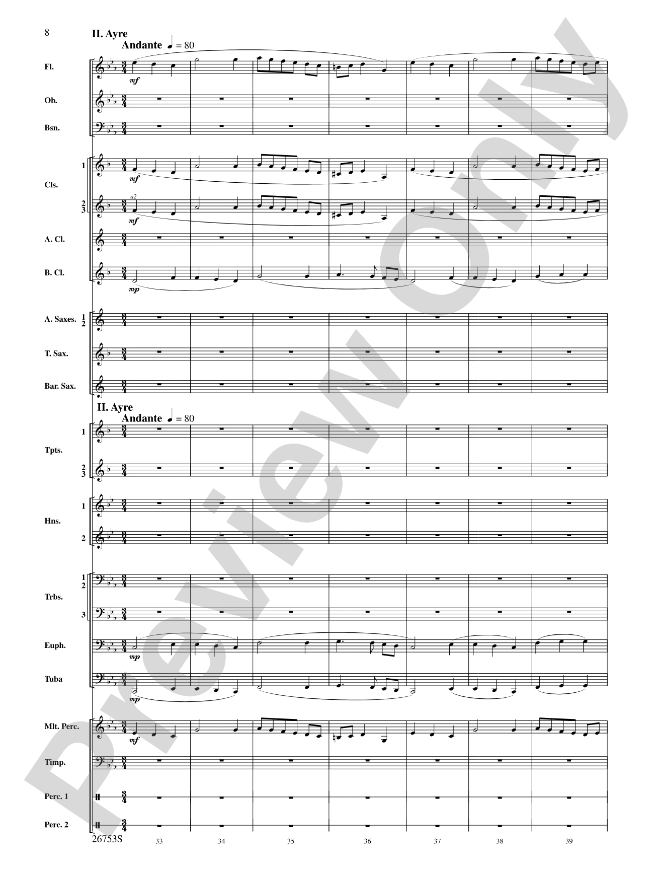 Trumpet March and Ayre: Concert Band Conductor Score & Parts